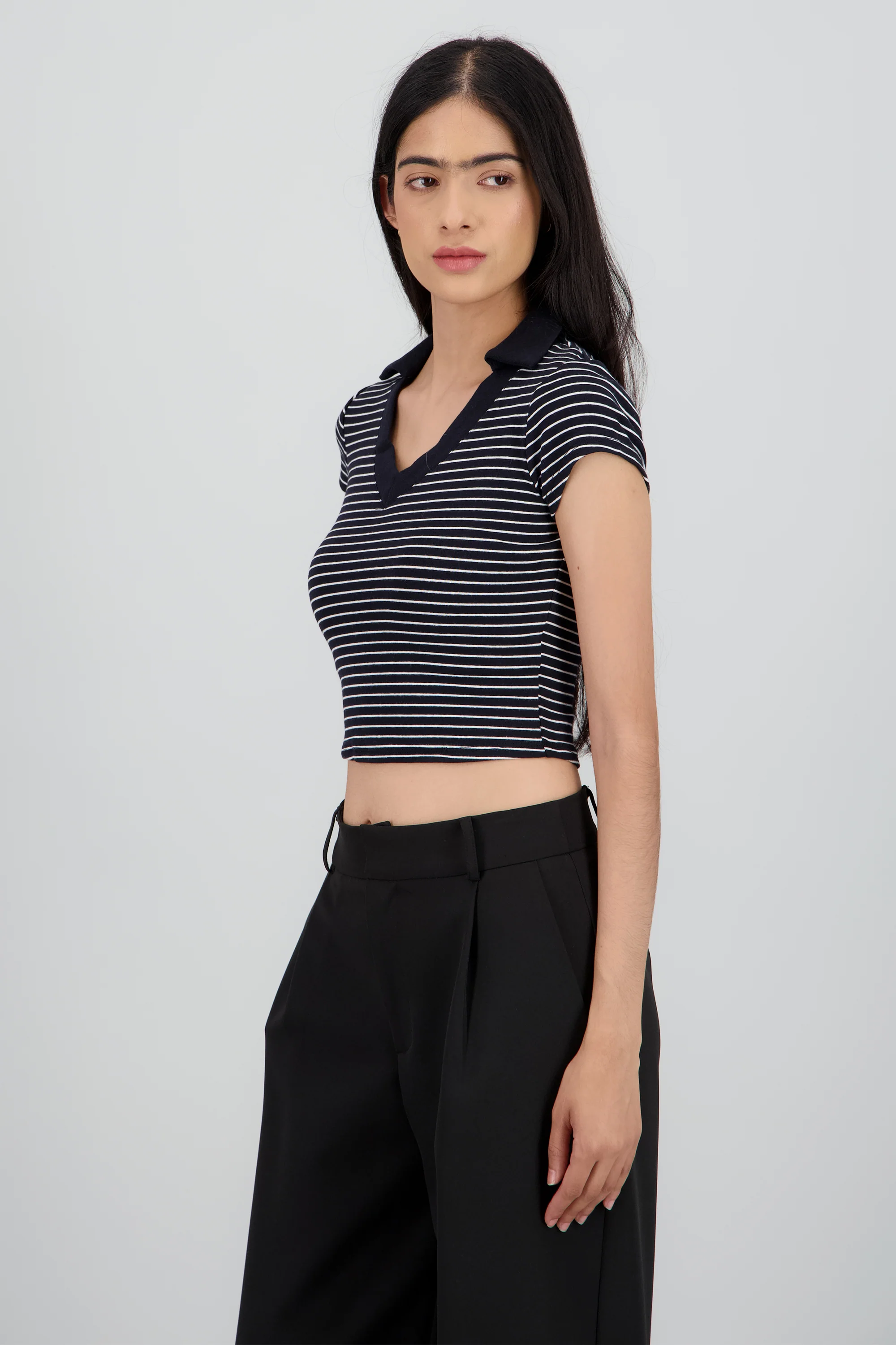 Top cuello camisero rayas - Image 3