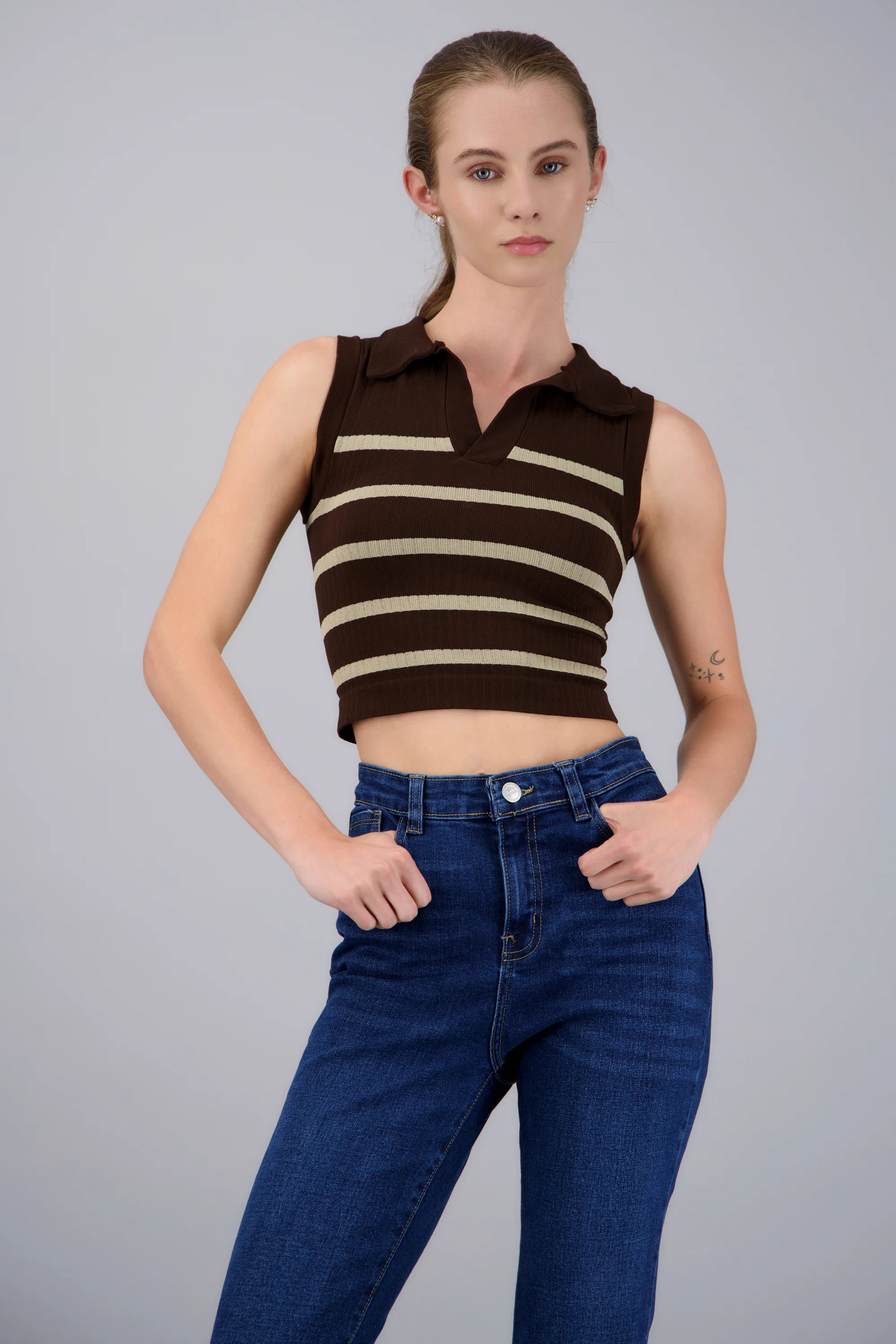 Top de rayas cuello polo