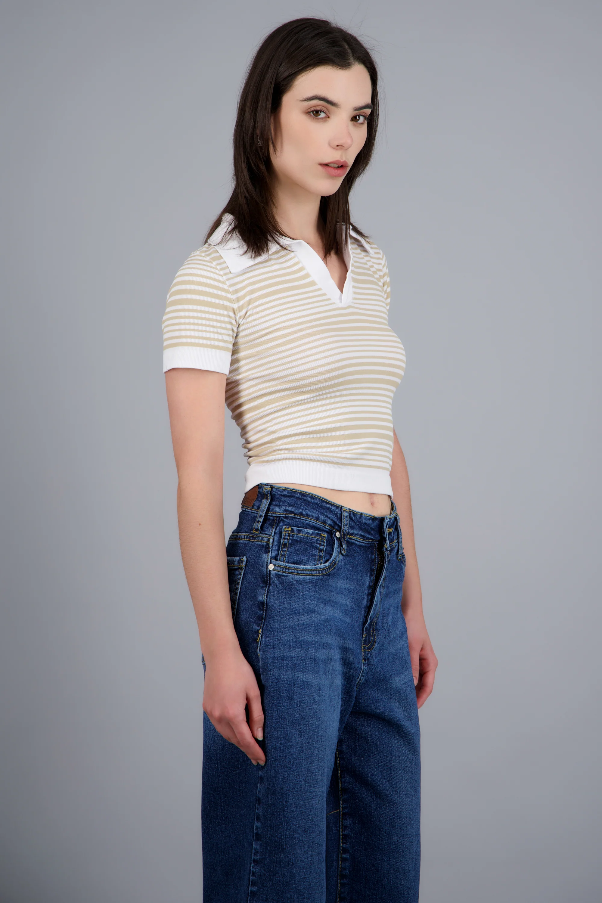 Top de rayas seamless cuello polo - Image 2