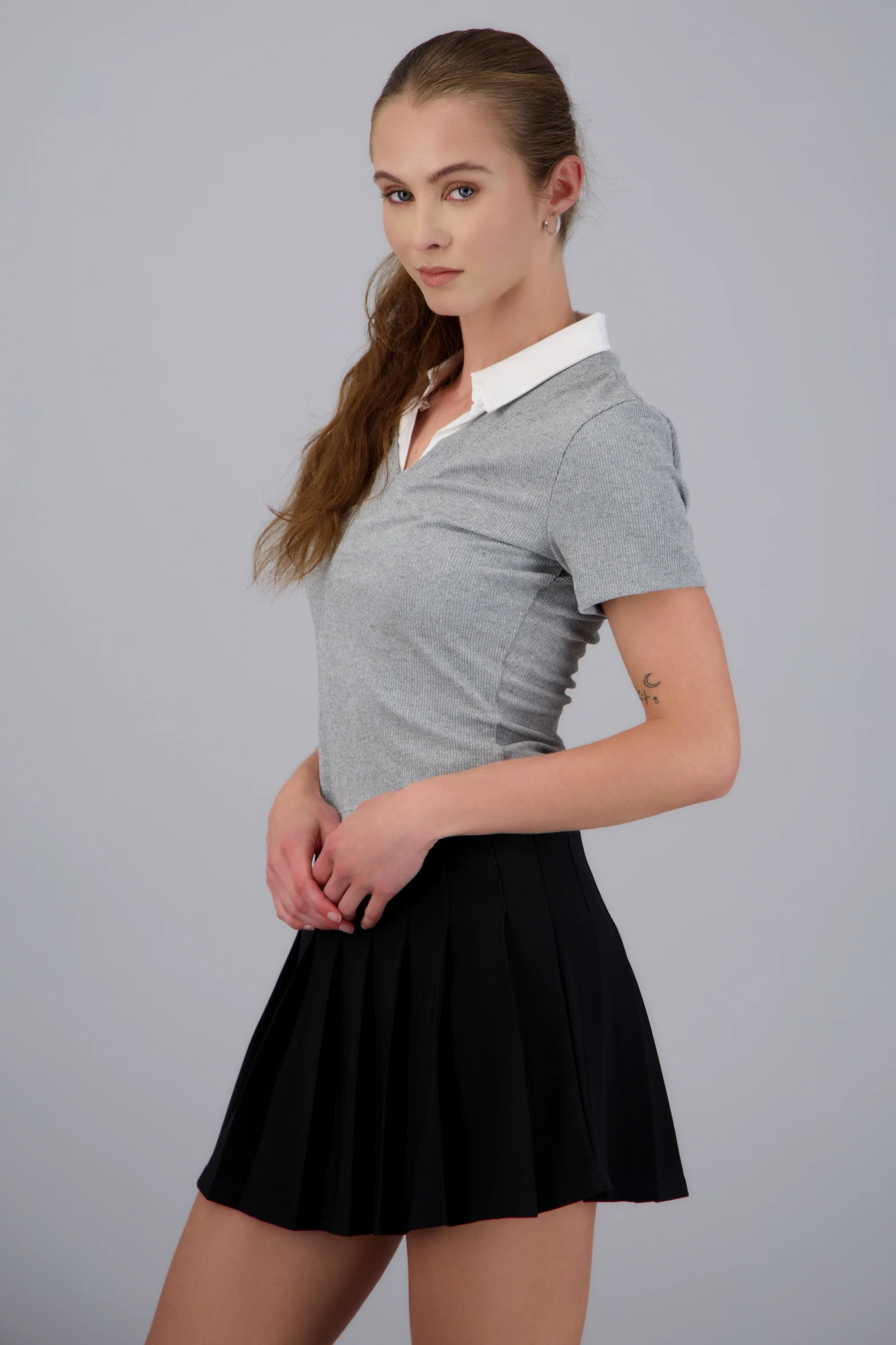 Top doble detalle cuello camisa