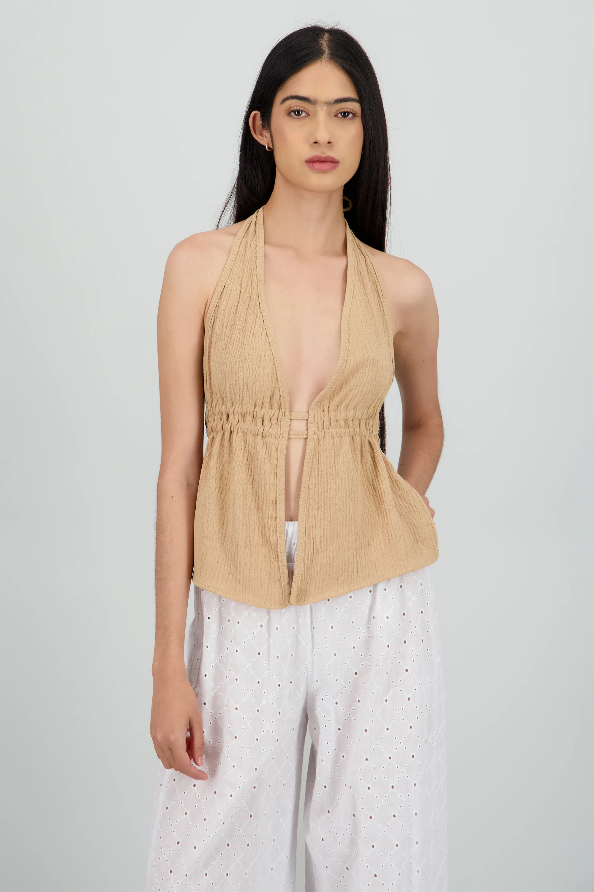 Top doble jareta halter cuentas - Image 2