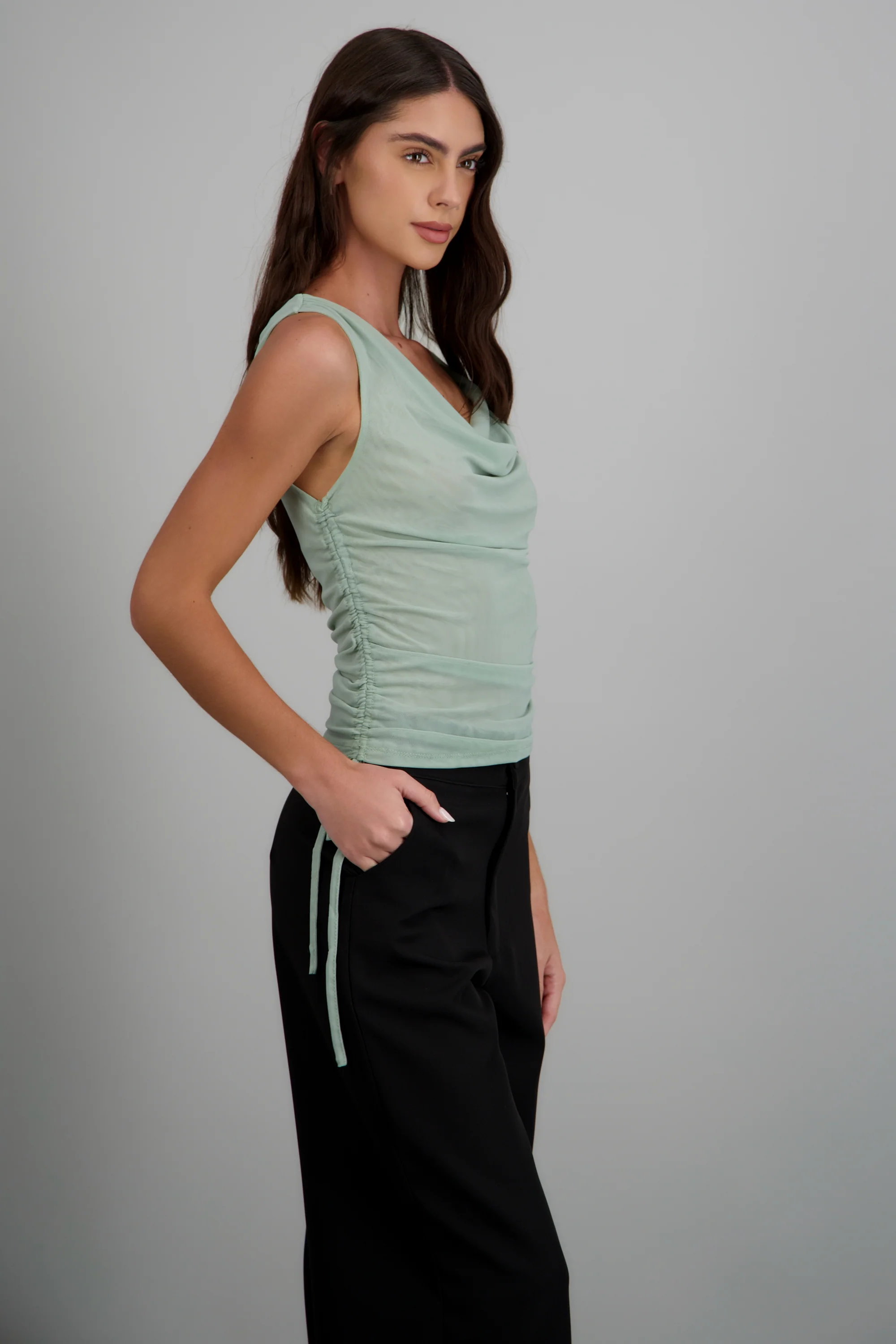 Top escote cascada mesh - Image 2