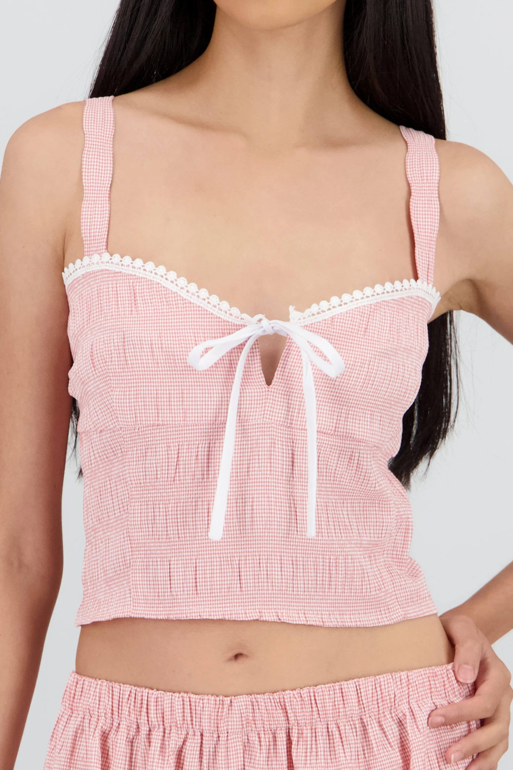 Top escote corazón textura con moño - Image 5