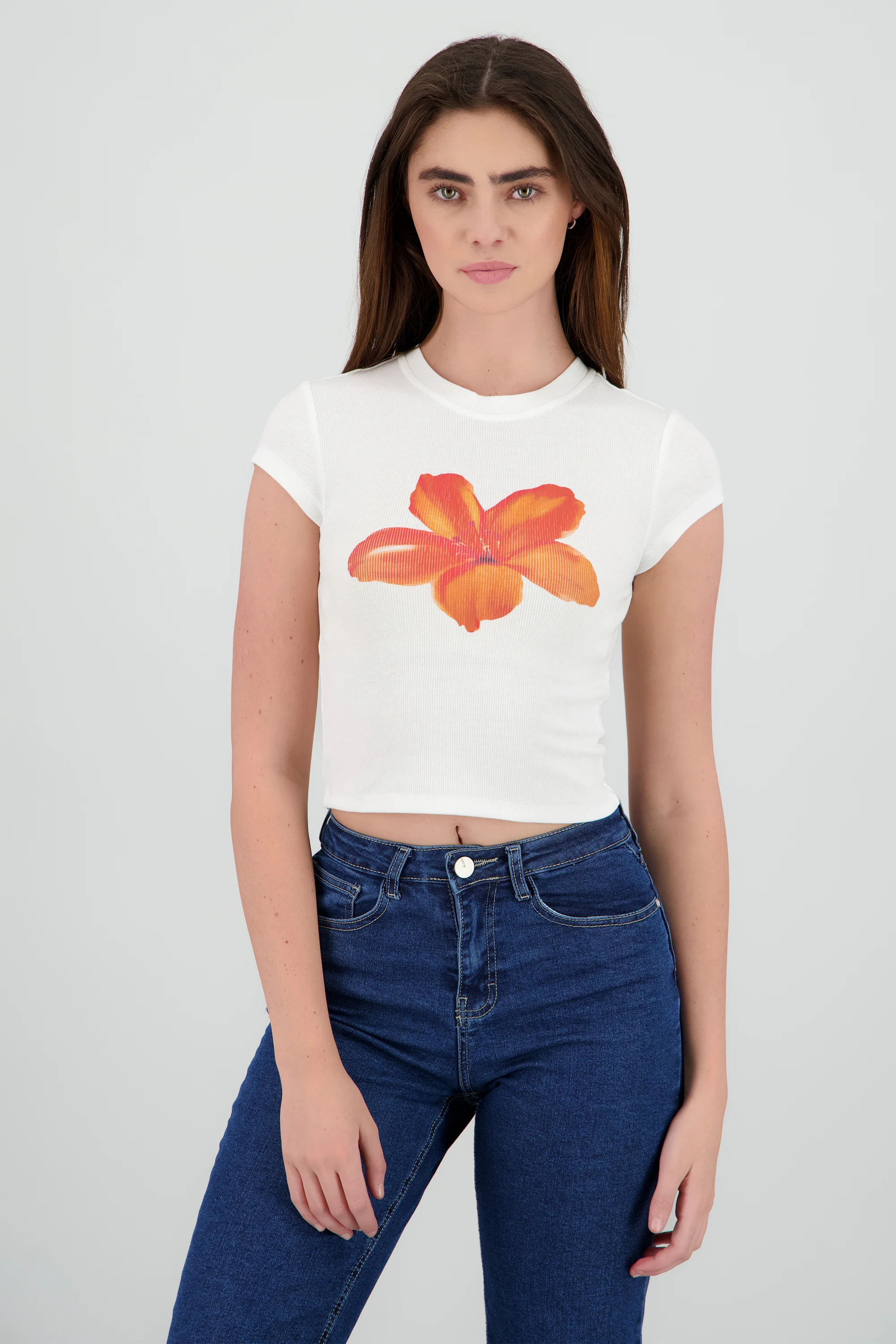 Top flor estampado