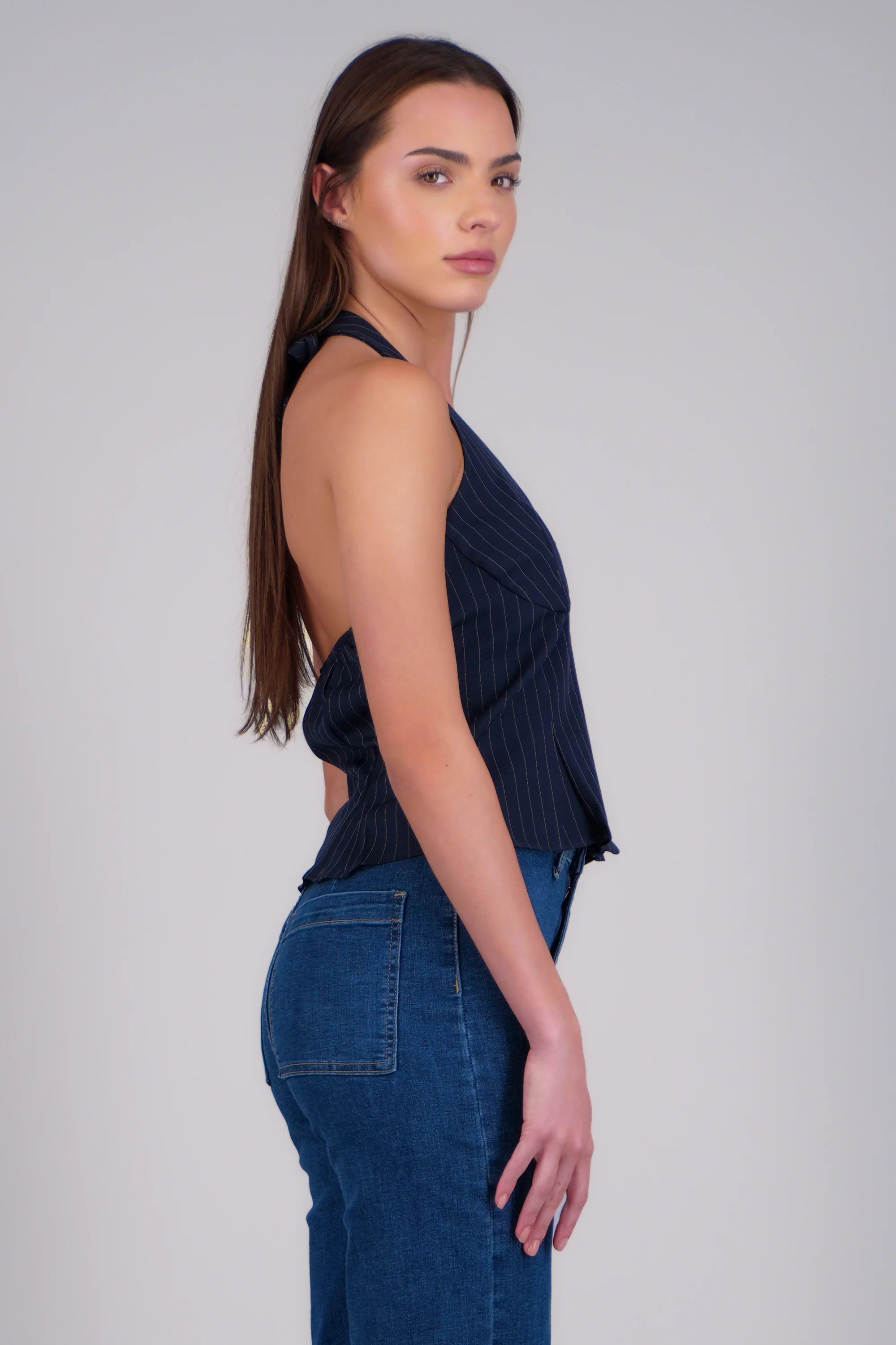 Top halter amarre estampado rayas - Image 3
