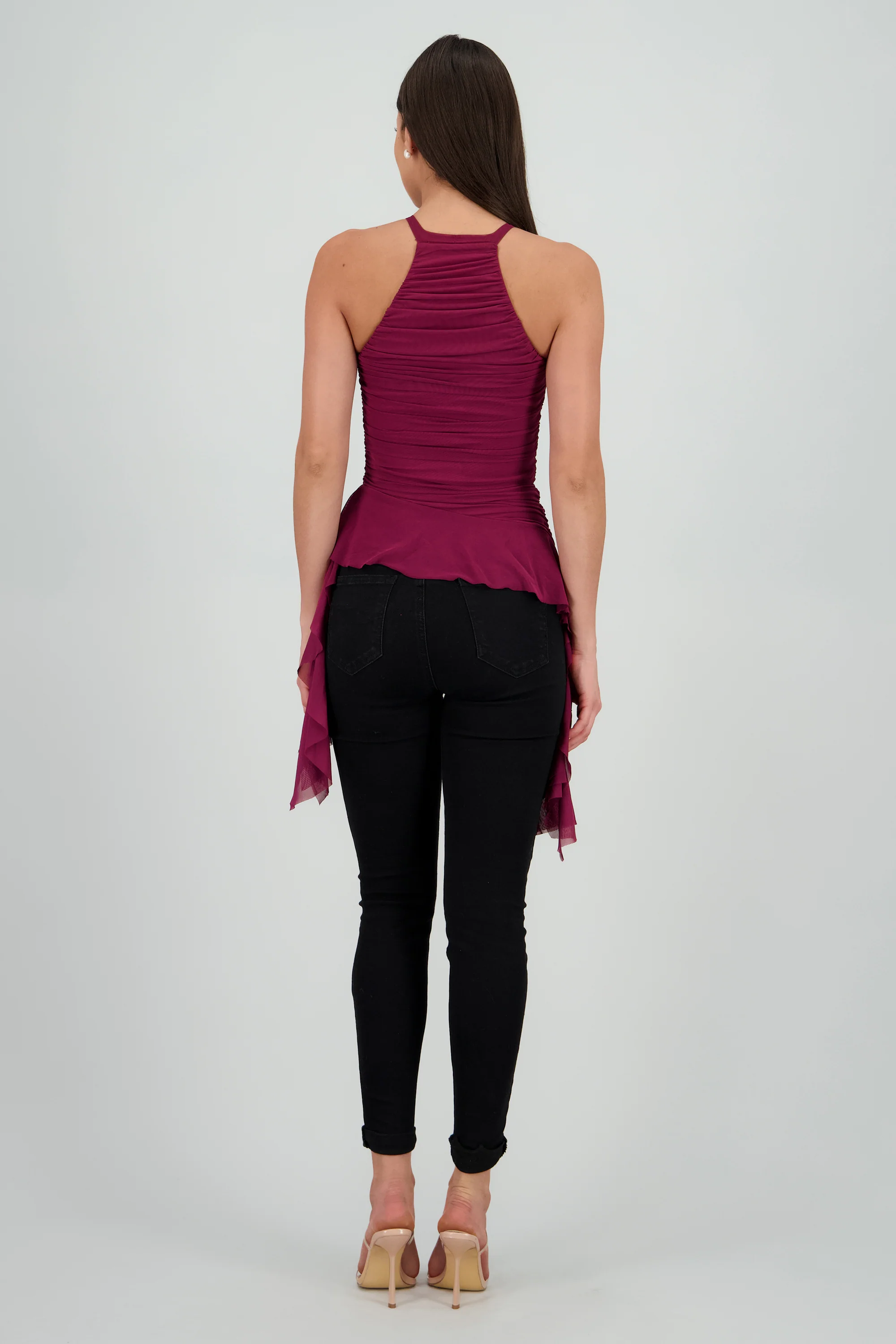 Top halter de mesh con tiras y olanes - Image 4