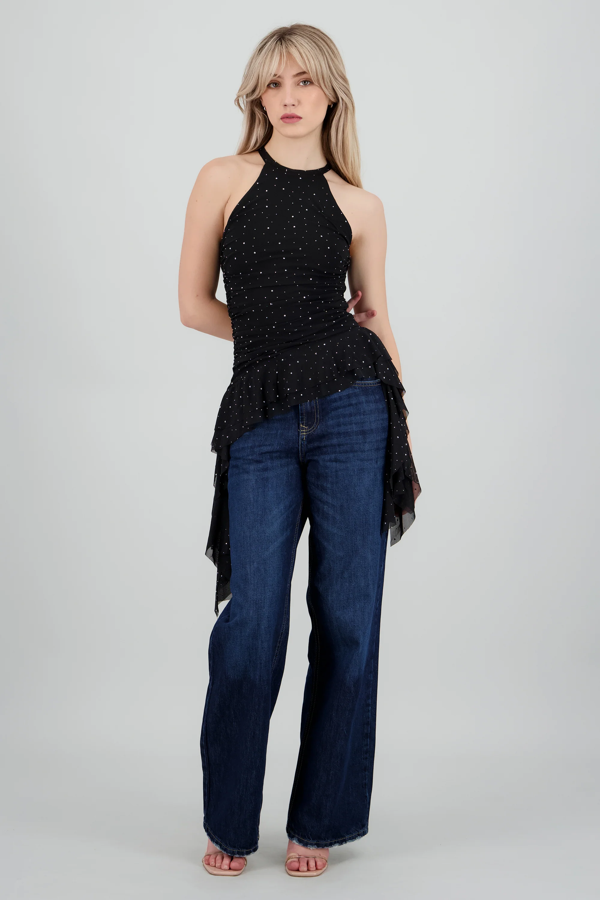 Top halter drapeado brillos - Image 2