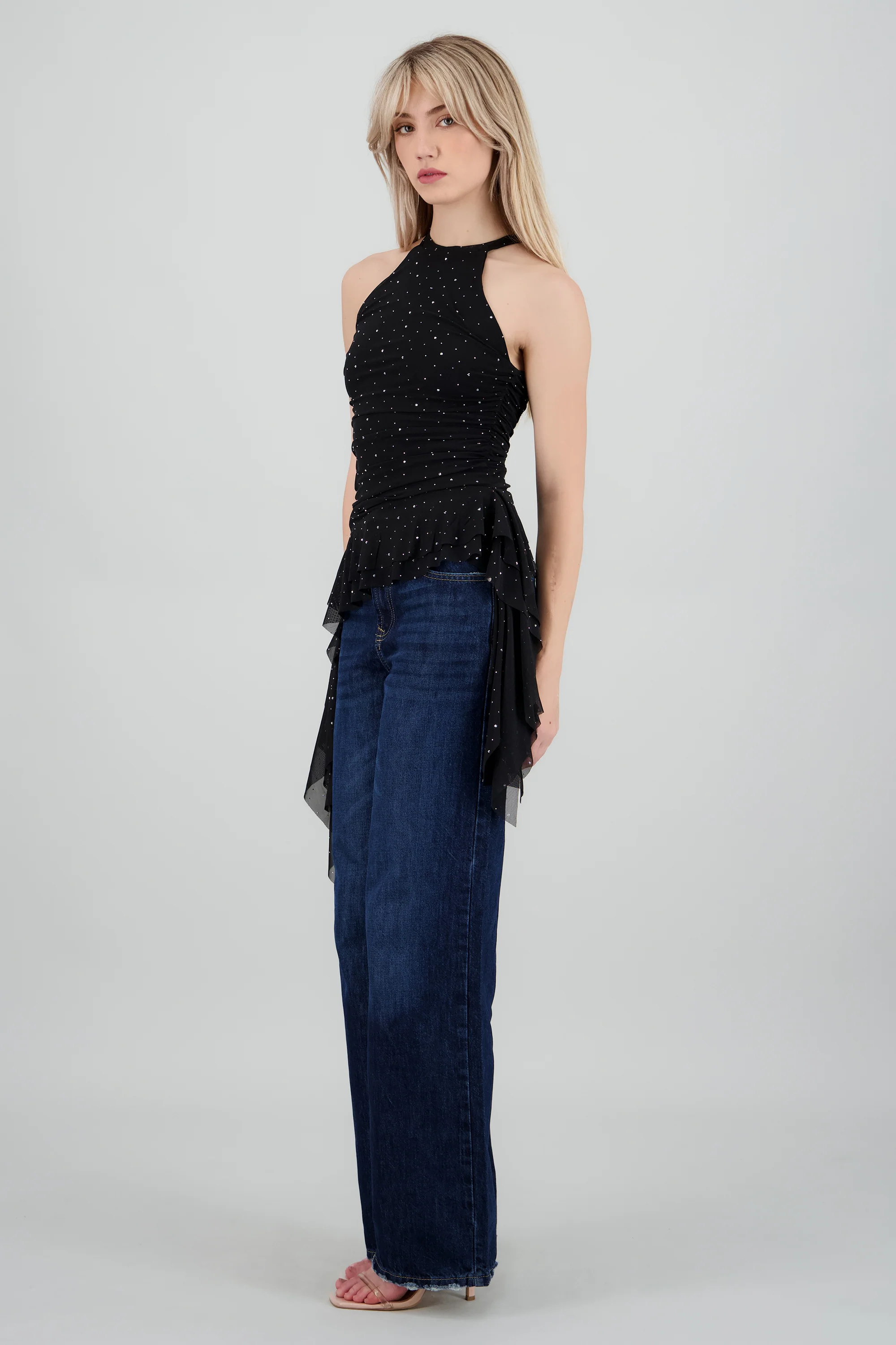 Top halter drapeado brillos - Image 3