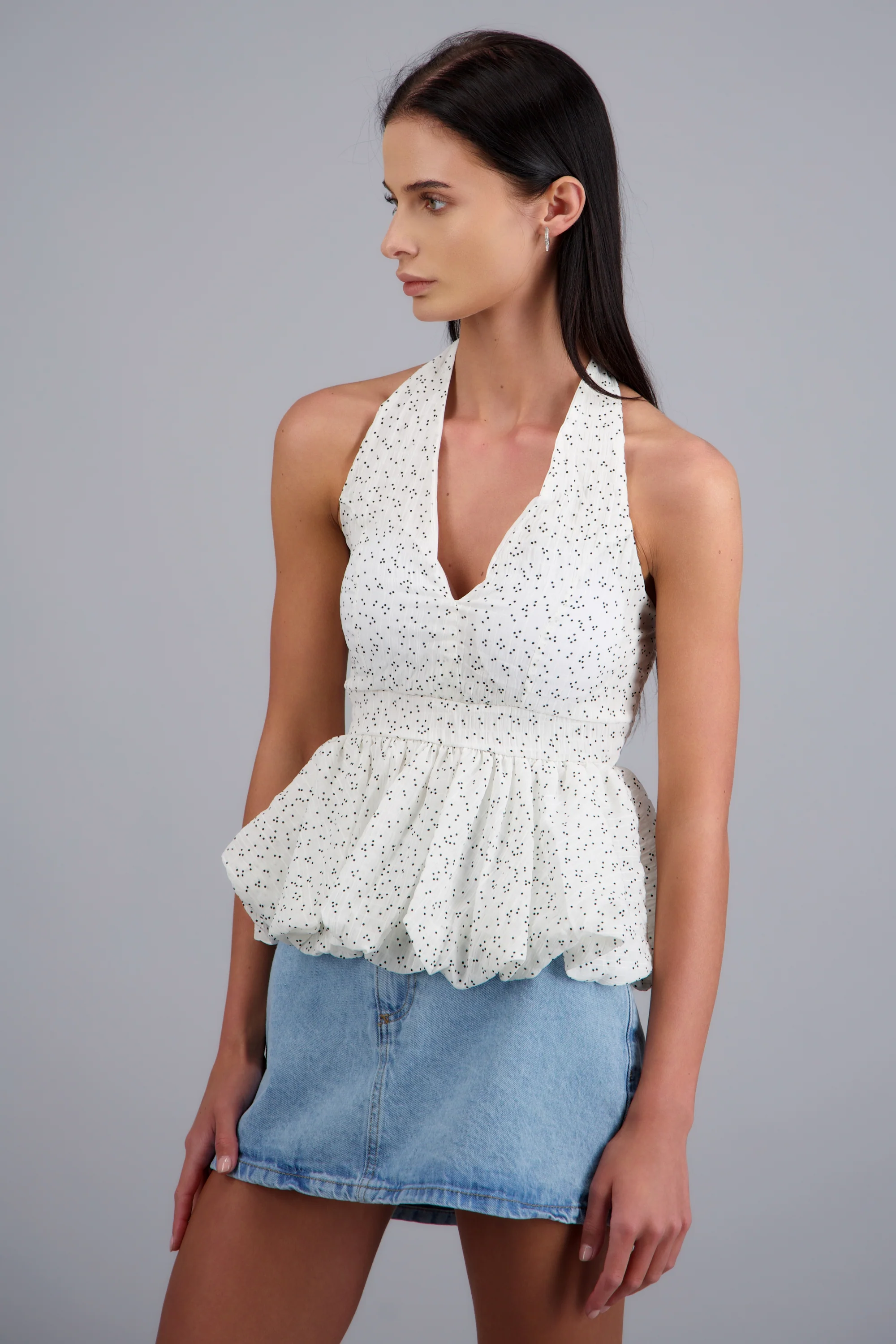Top halter peplum moteado - Image 3