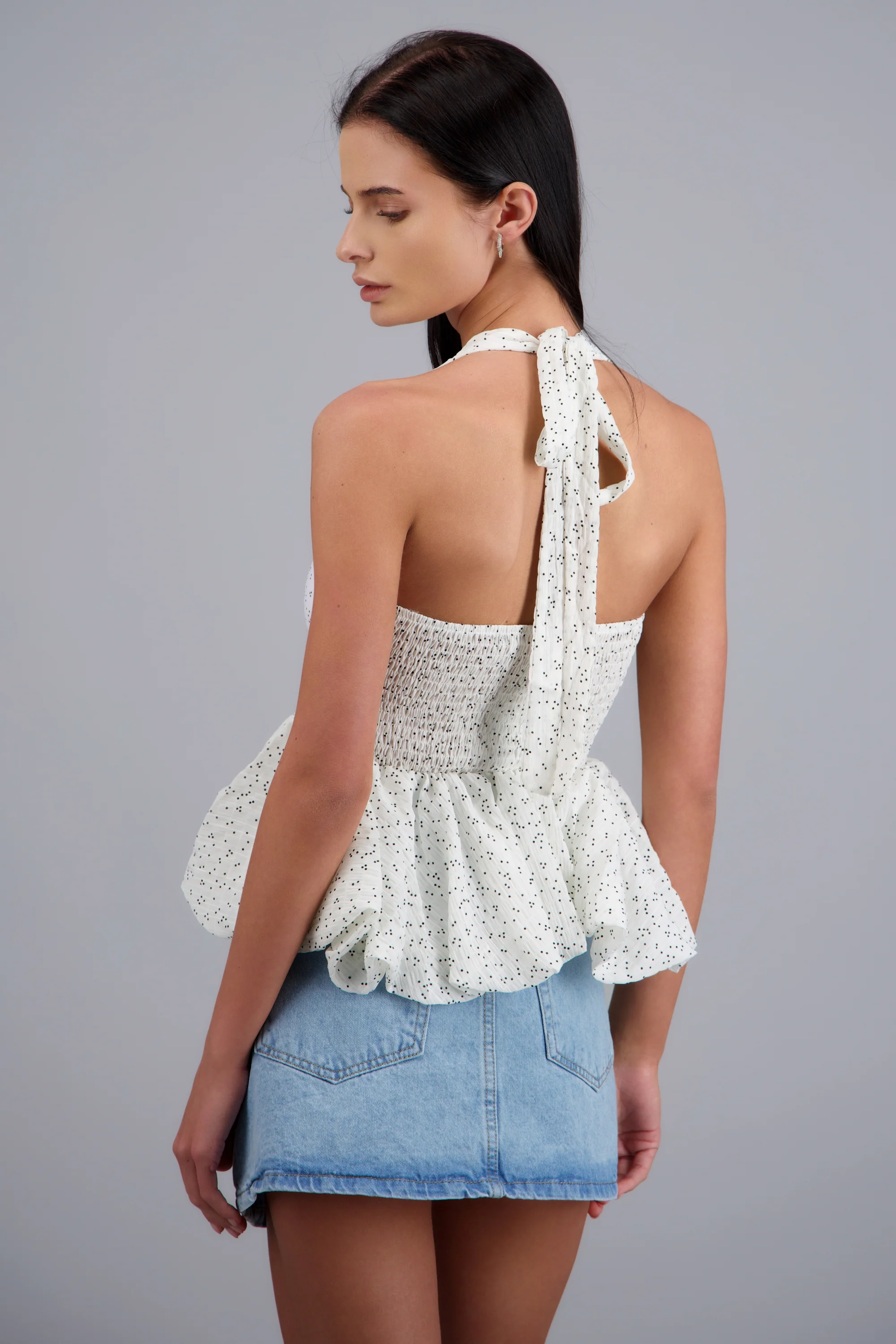 Top halter peplum moteado - Image 4