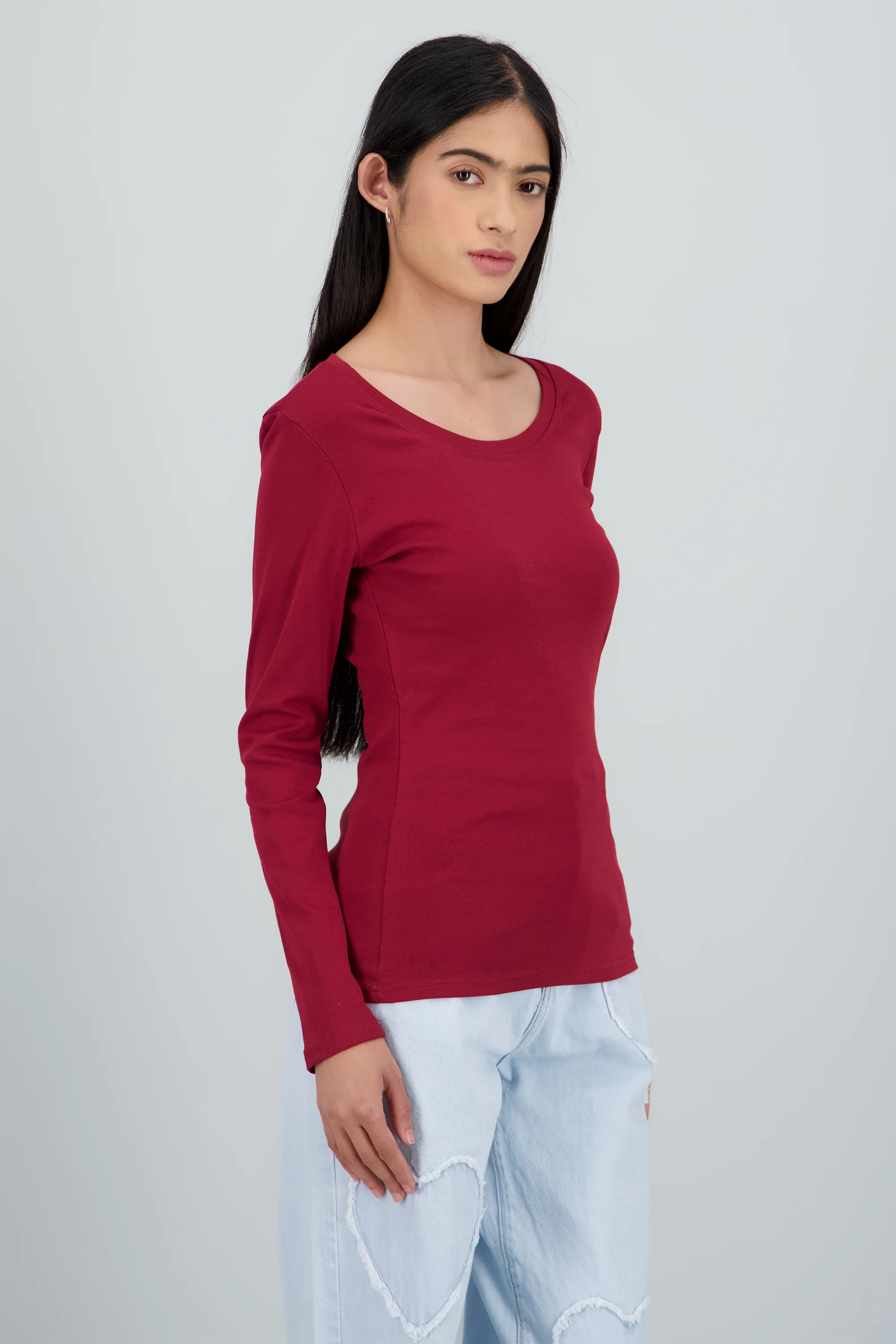 Top liso manga larga cuello redondo - Image 3
