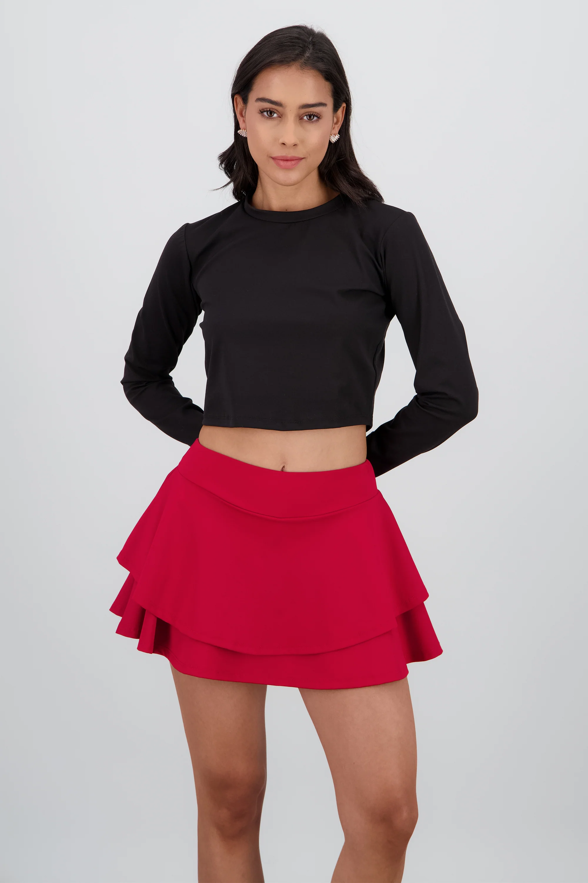 Top manga larga cuello redondo suave