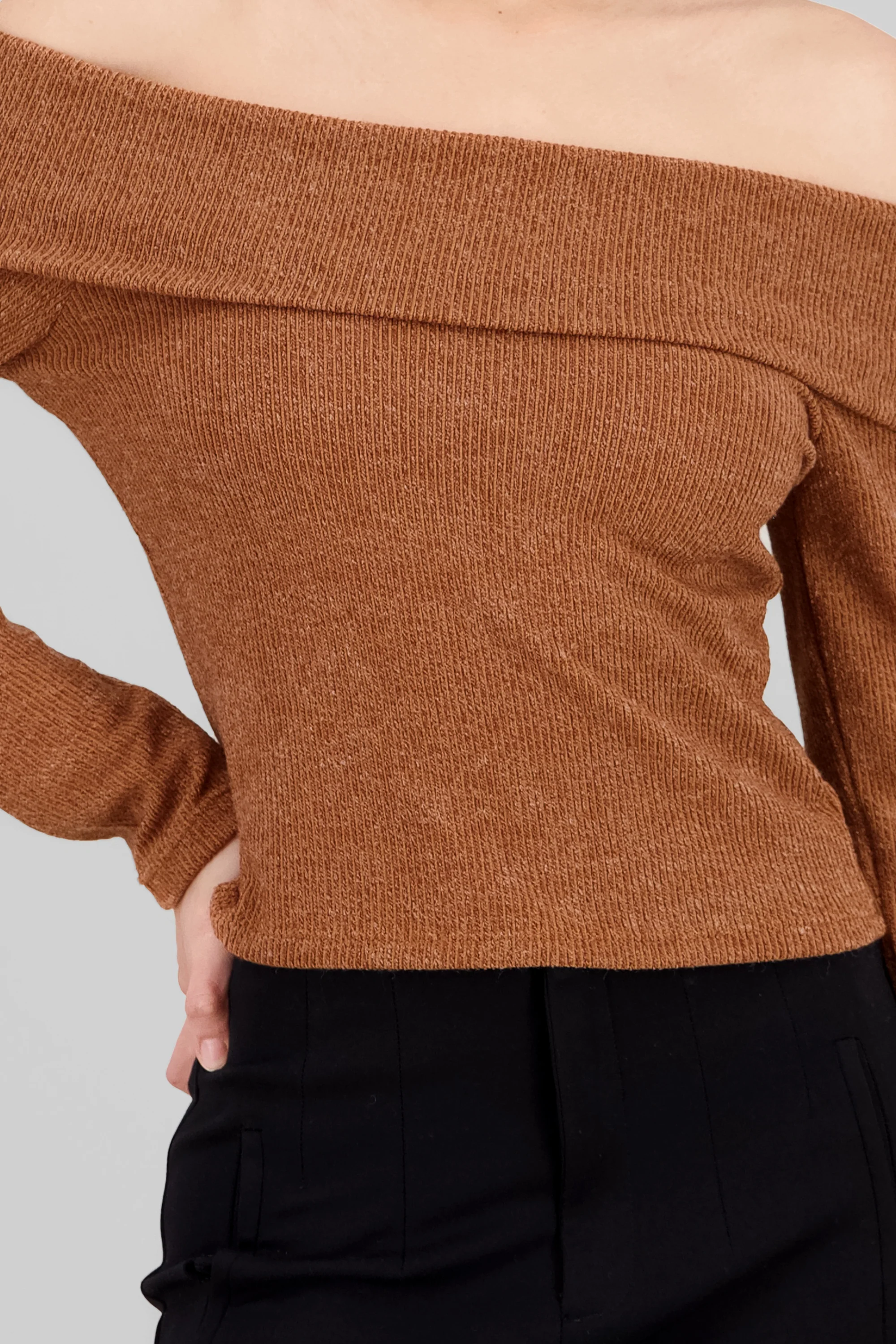 Top manga larga off shoulder detalle brillos - Image 5