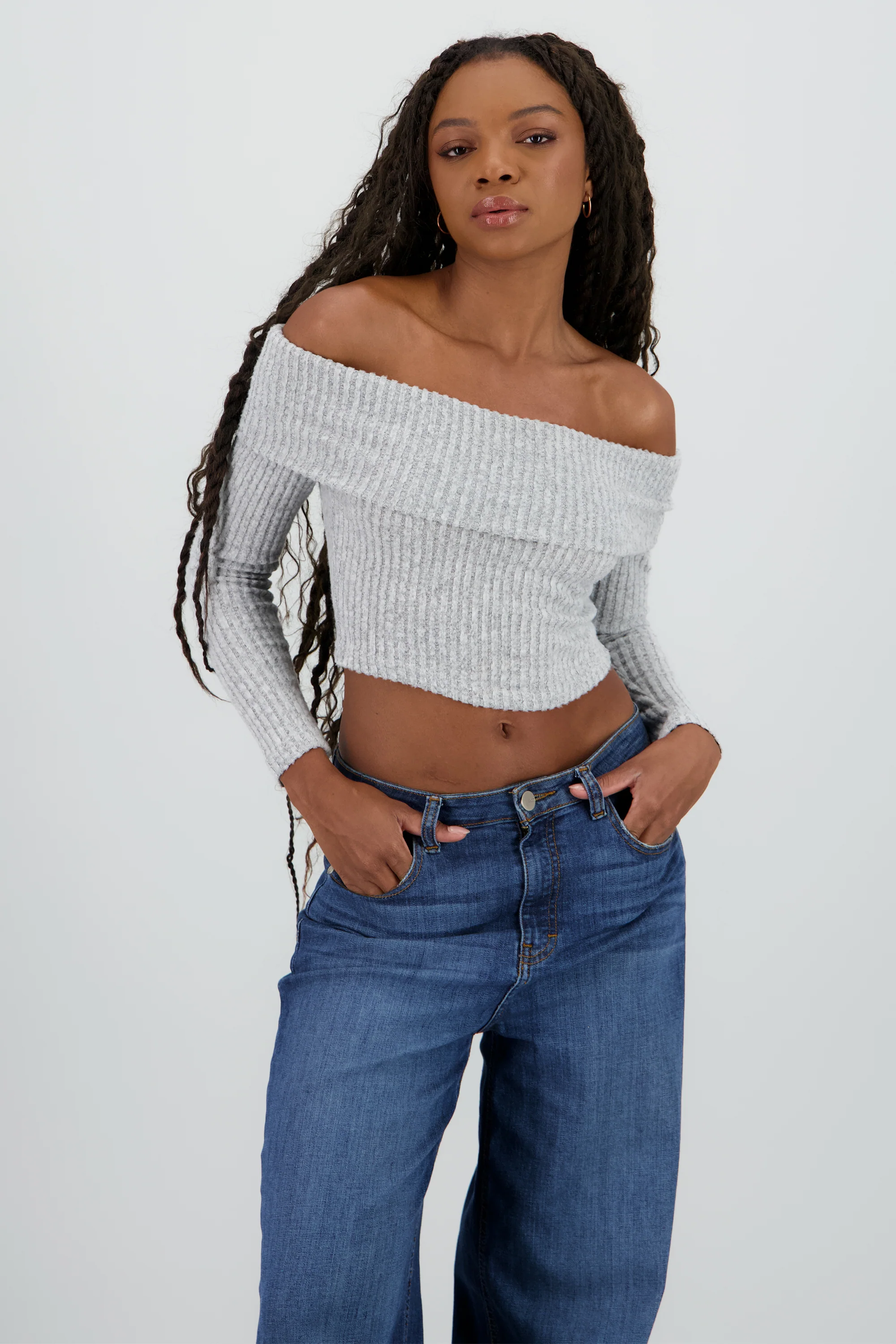 Top off shoulder liso tipo rib