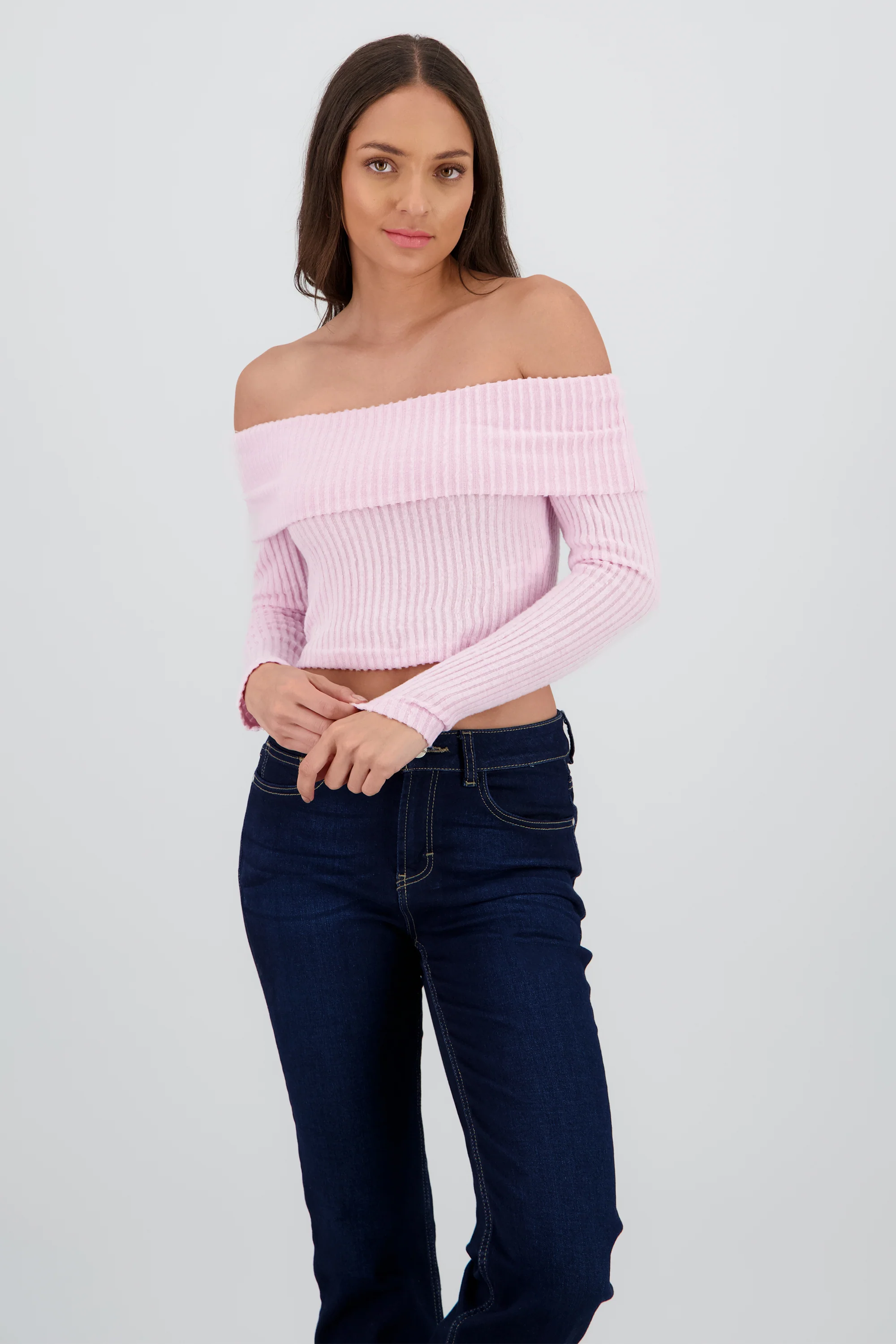 Top off shoulder liso tipo rib