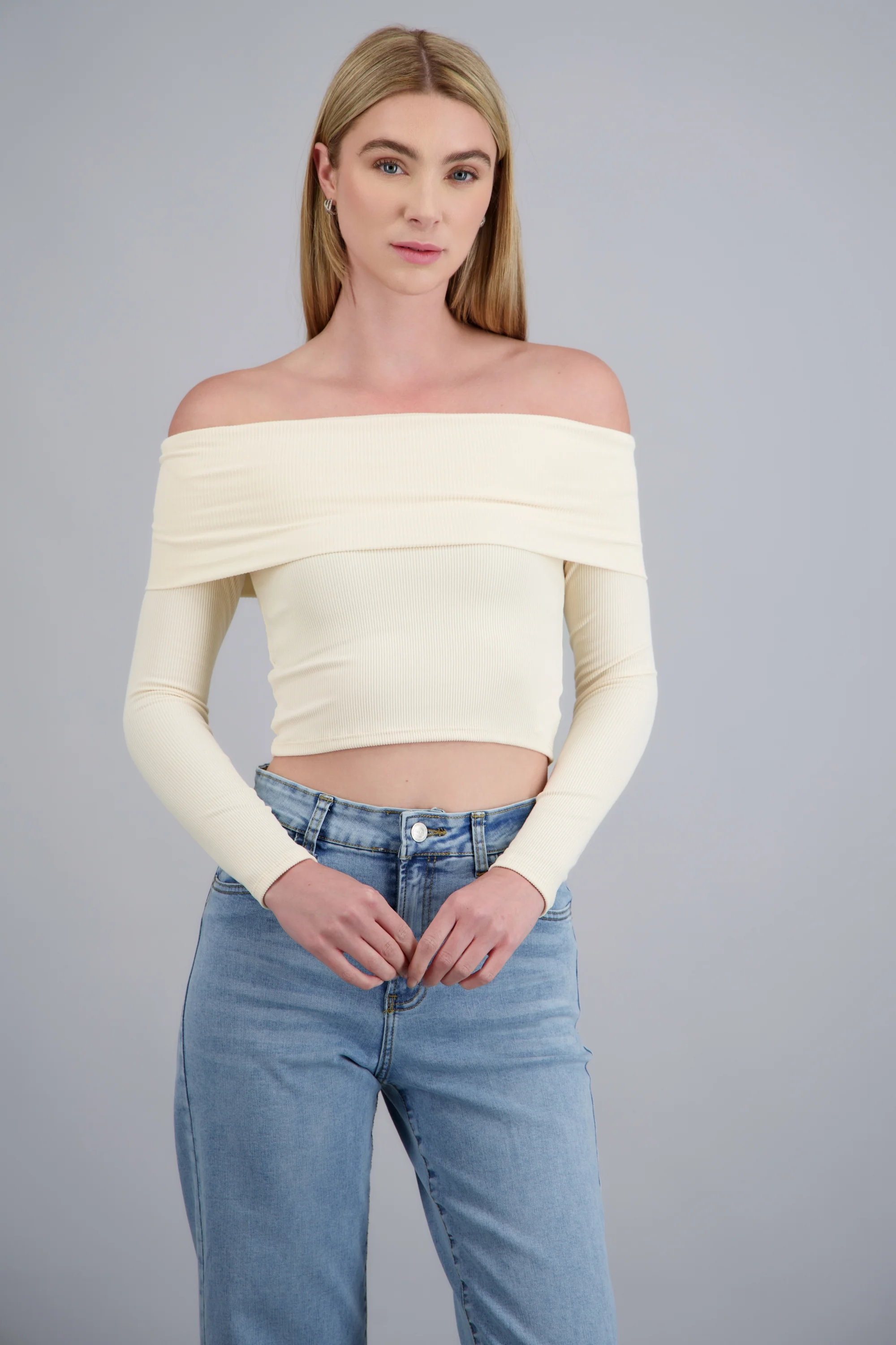 TOP OFF SHOULDER M/L RIB