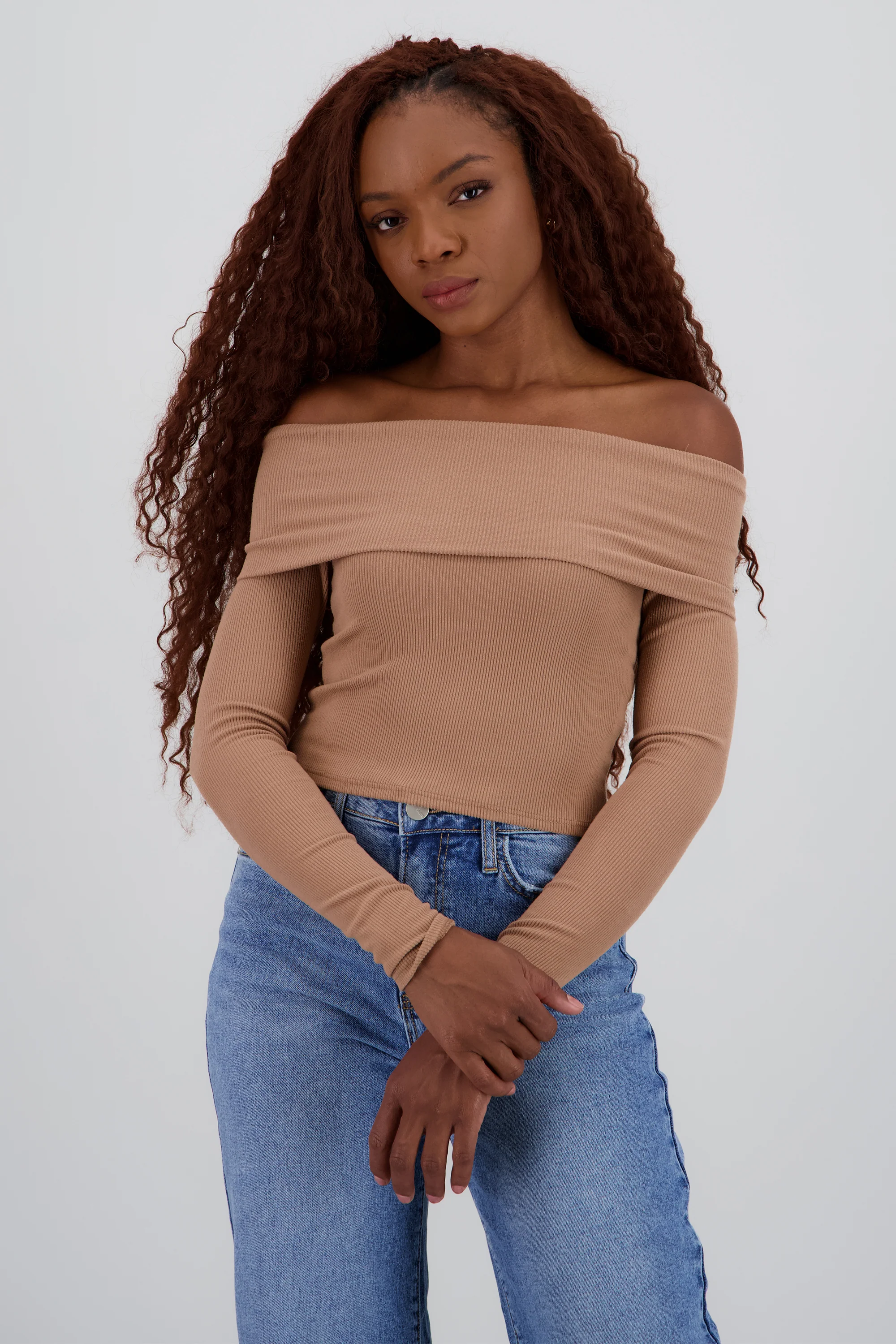 TOP OFF SHOULDER M/L RIB
