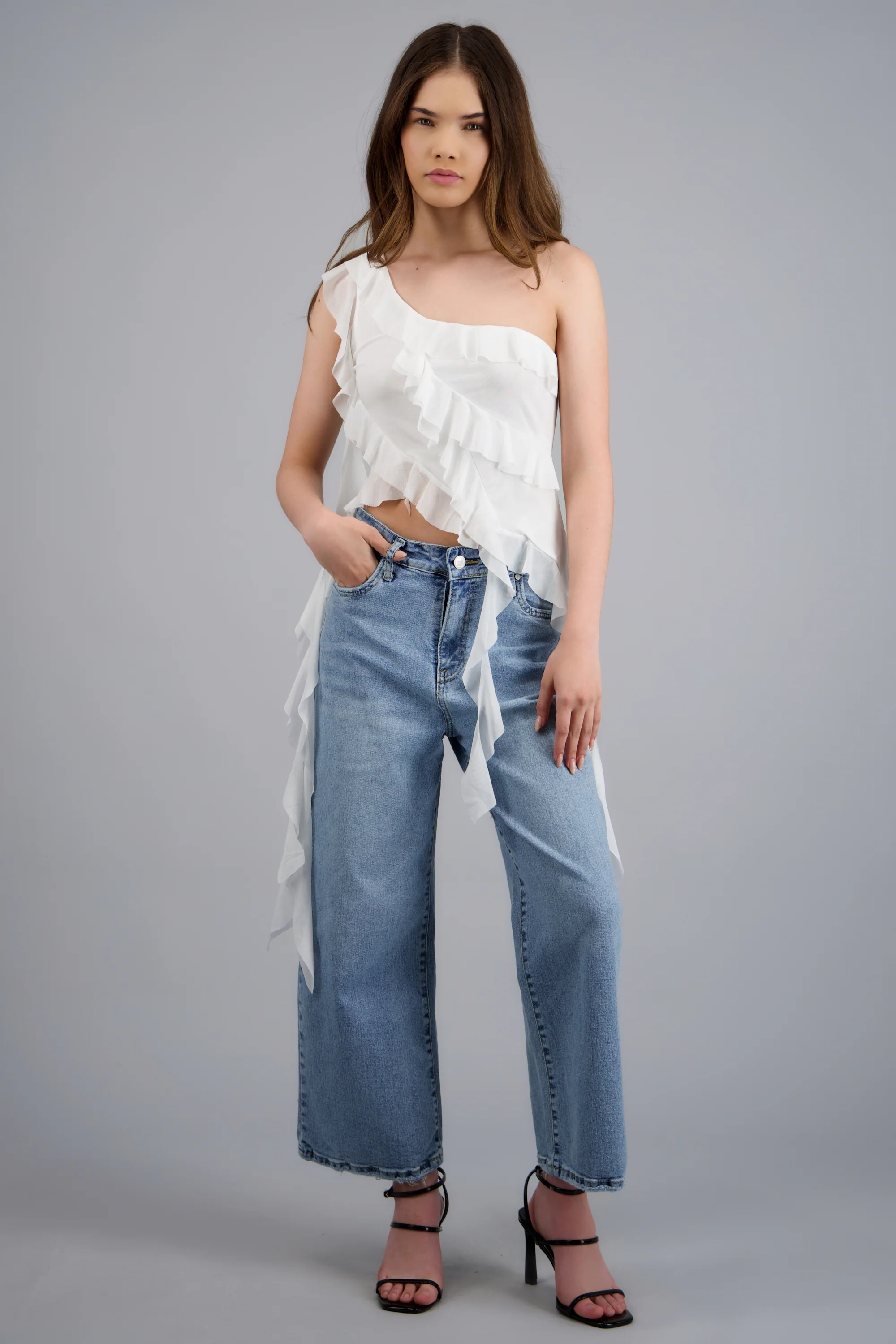 Top one shoulder detalle olanes