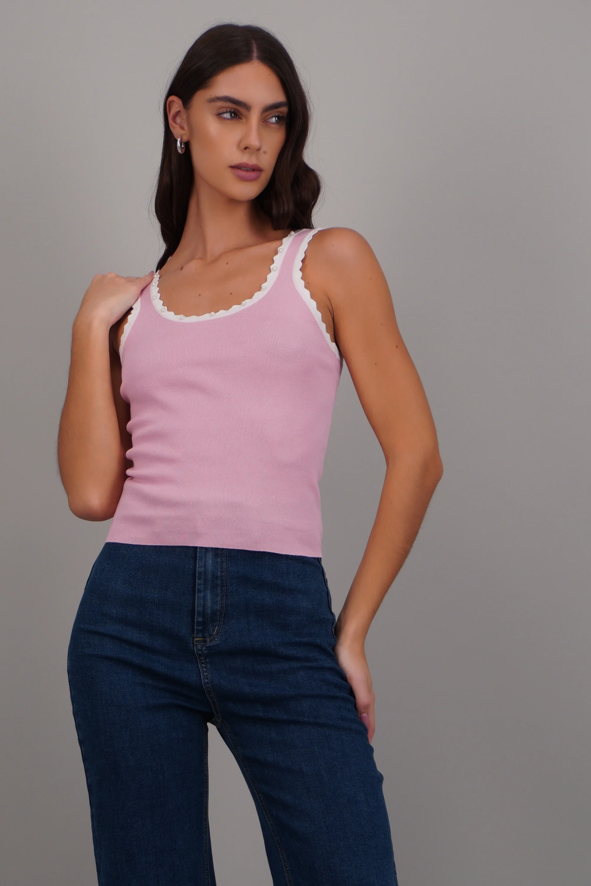 Top rib detalle perlas escote - Image 3