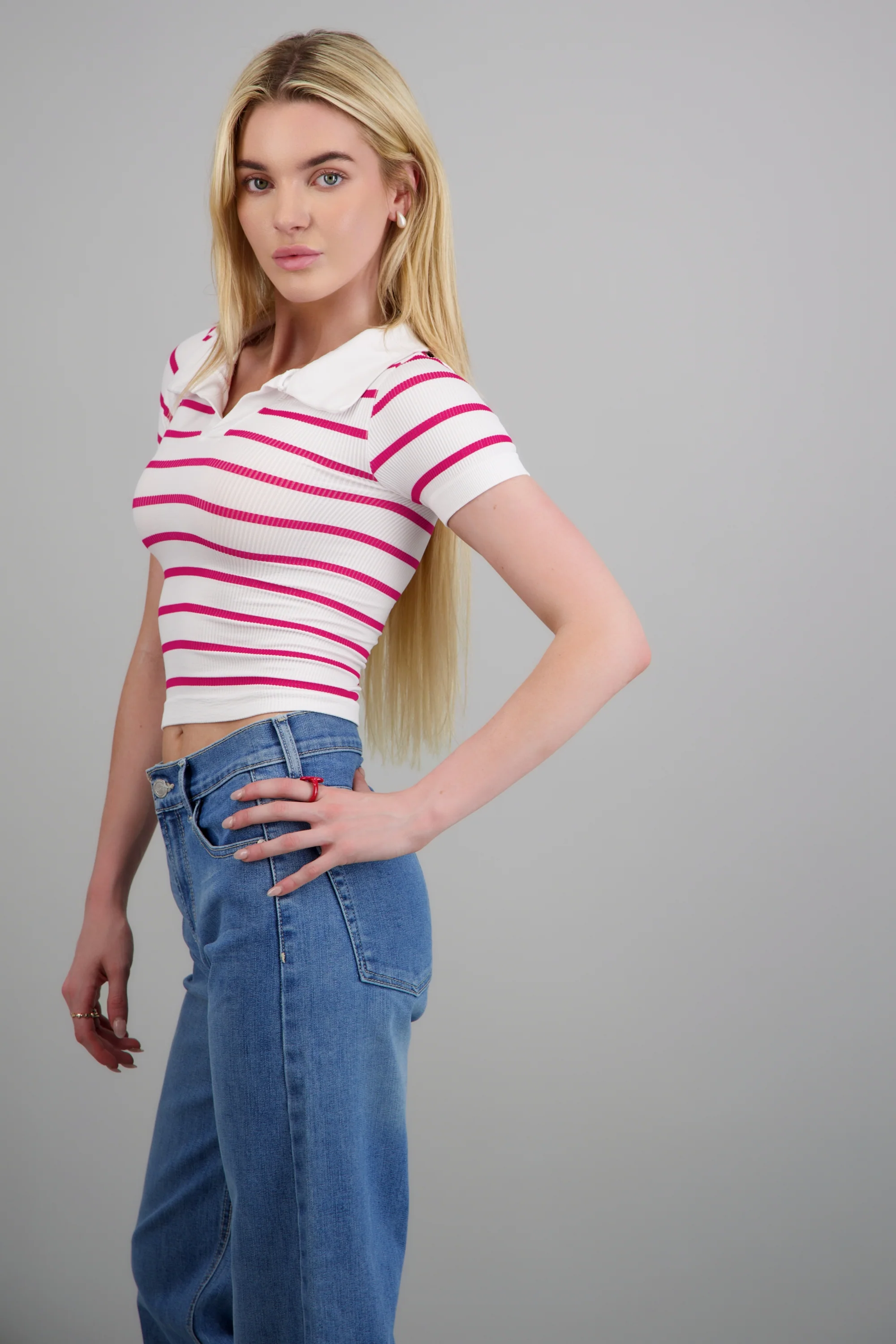 Top seamless rayas cuello polo - Image 2