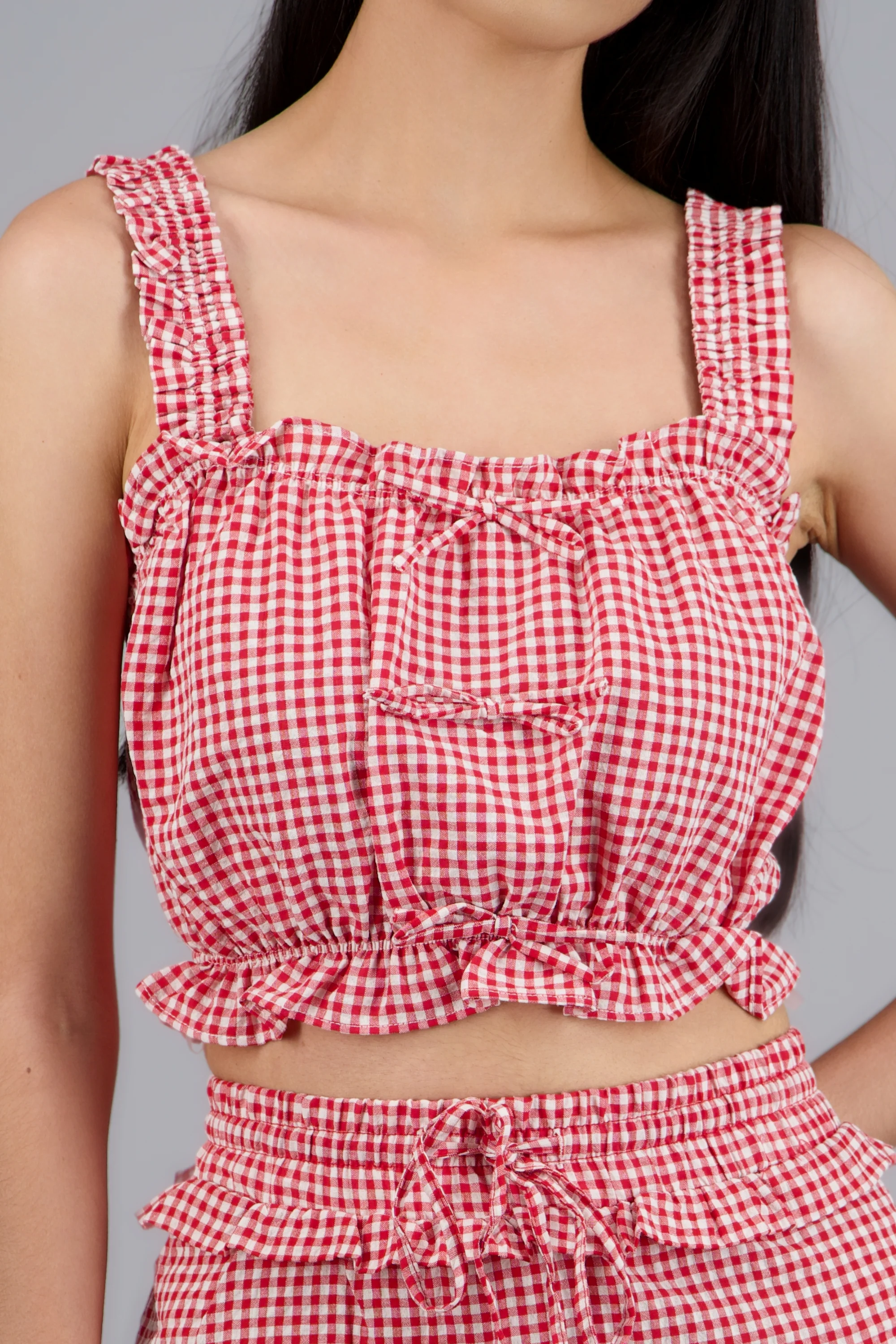 Top sin mangas moños gingham - Image 5
