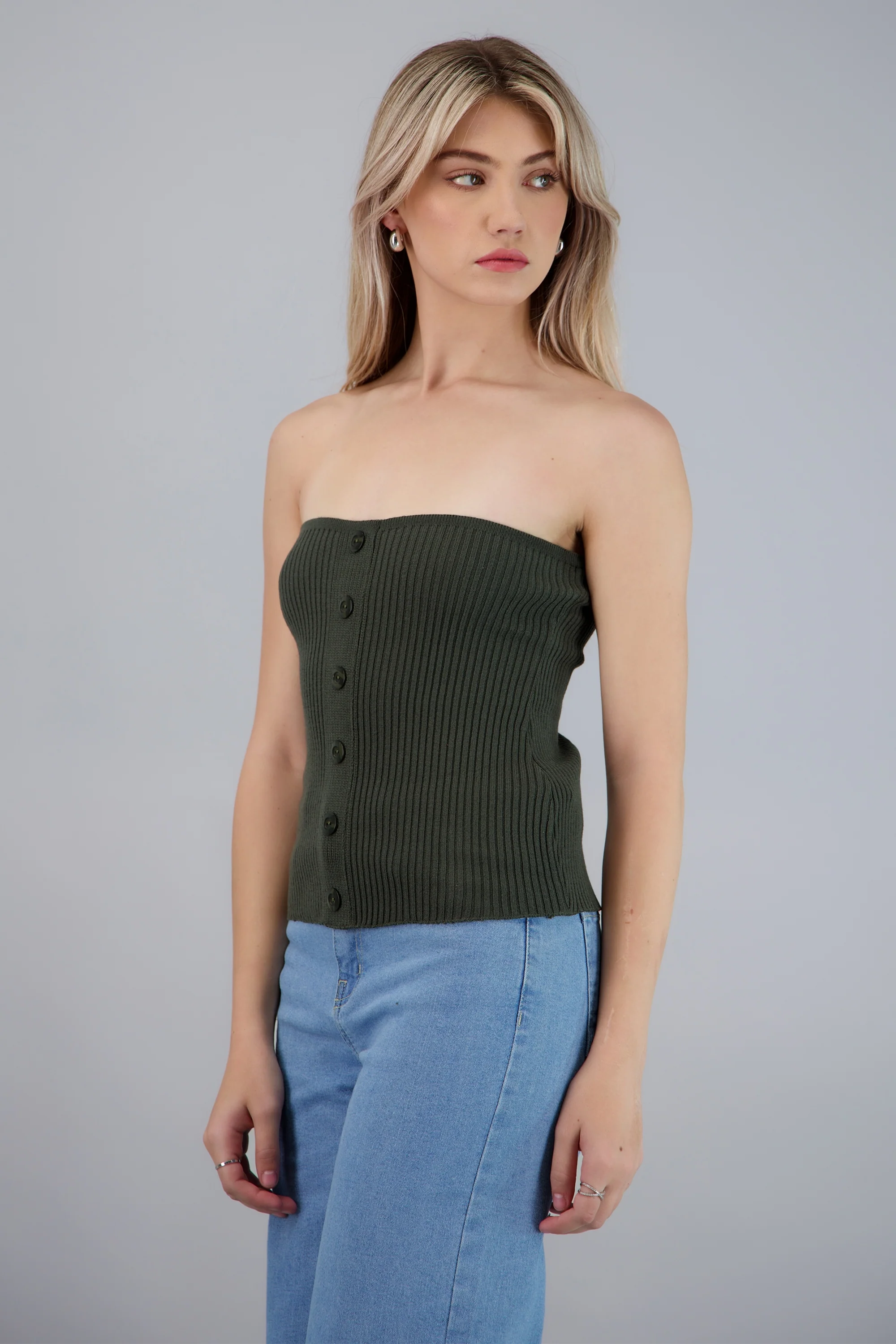 Top strapless detalle botones - Image 3