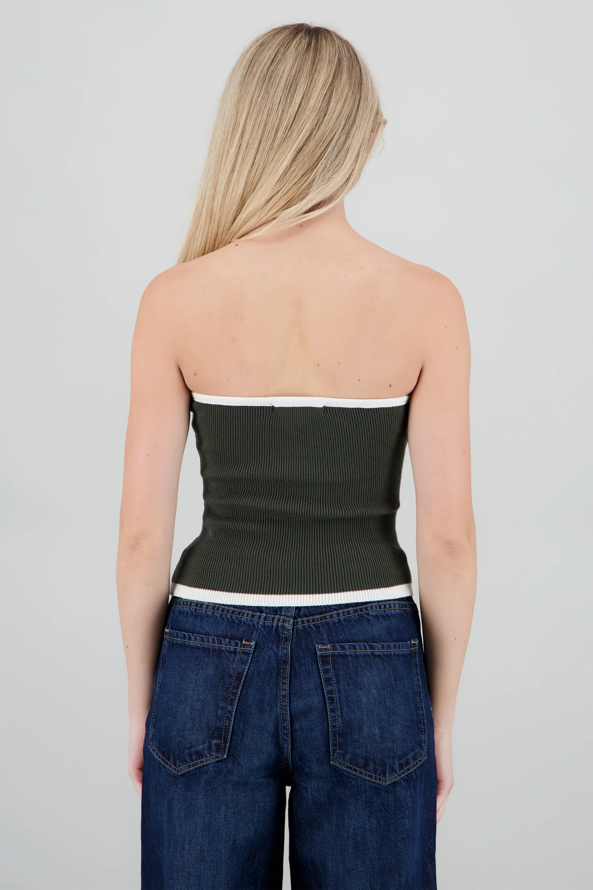 Top strapless detalle moño contraste - Image 4