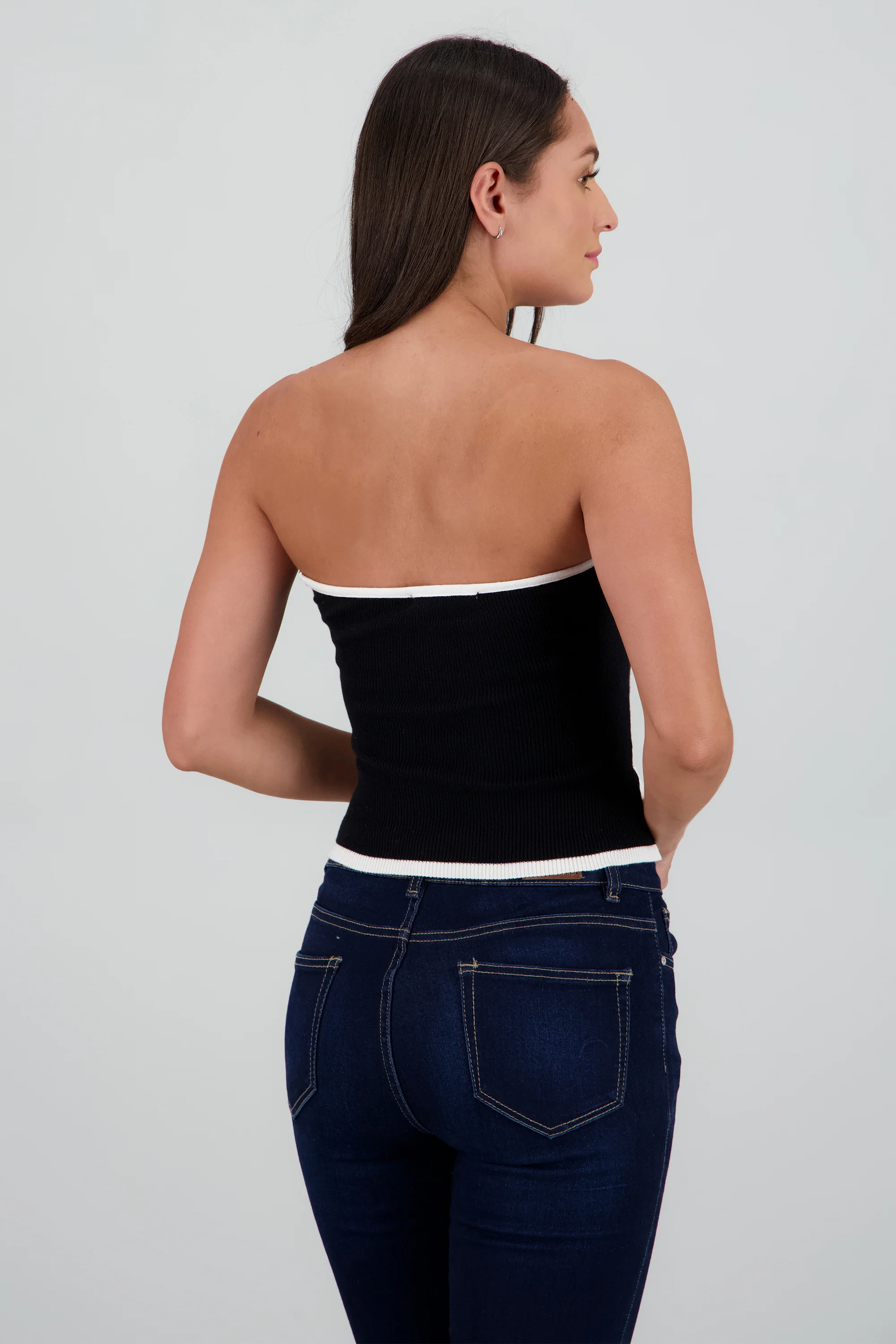 Top strapless detalle moño contraste - Image 4