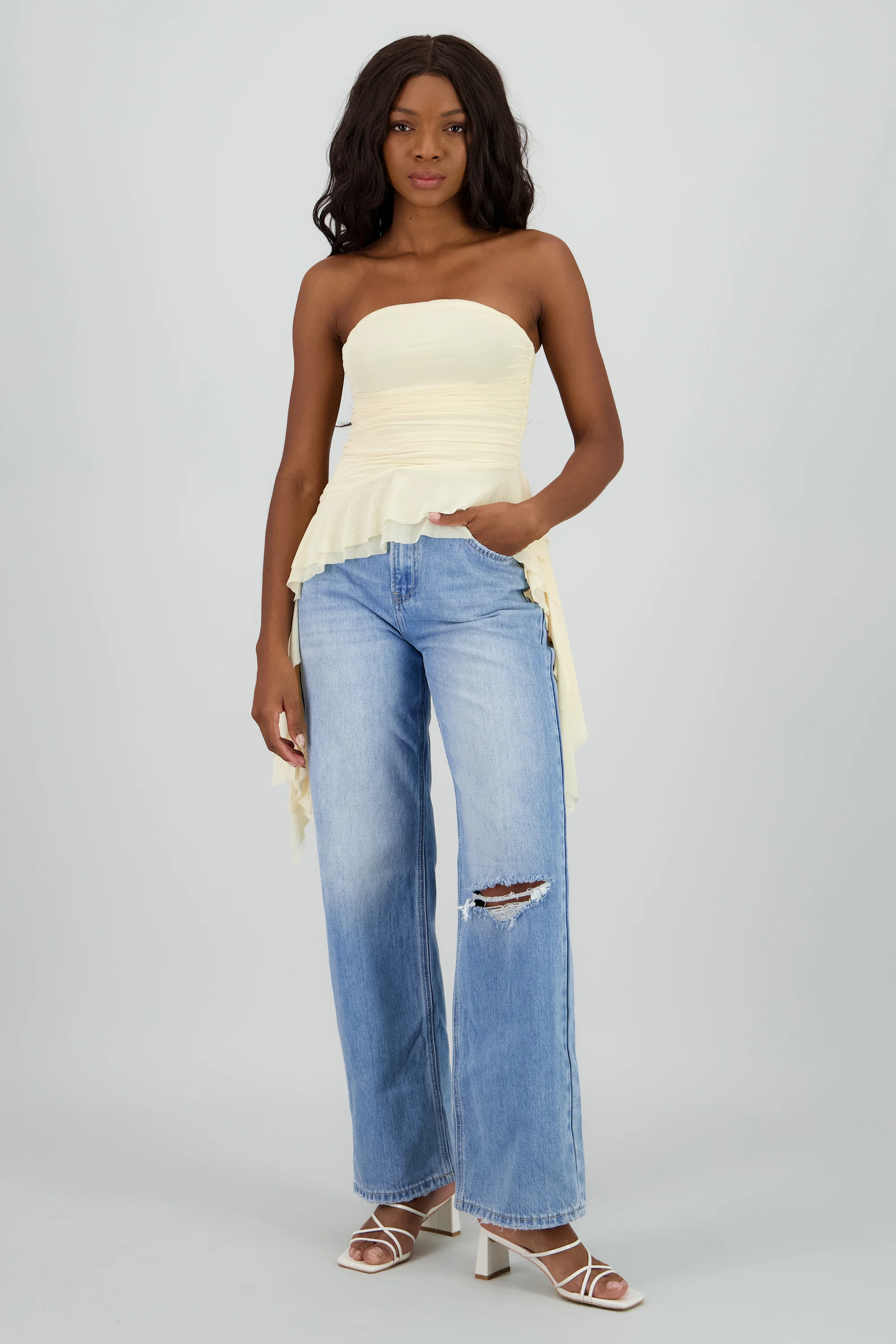 TOP STRAPLESS DRAPEADO
