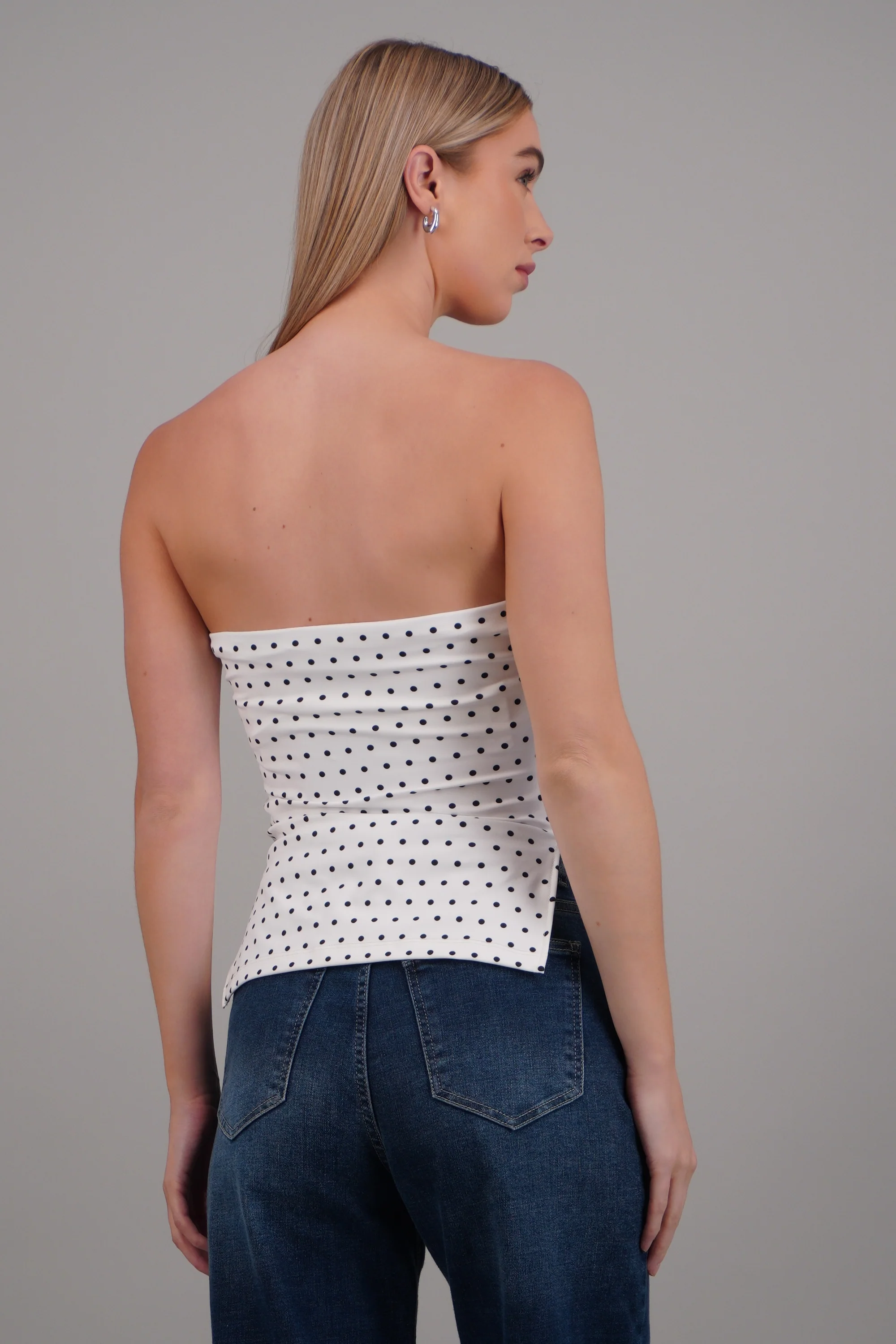 top strapless fruncido polka dots - Image 4
