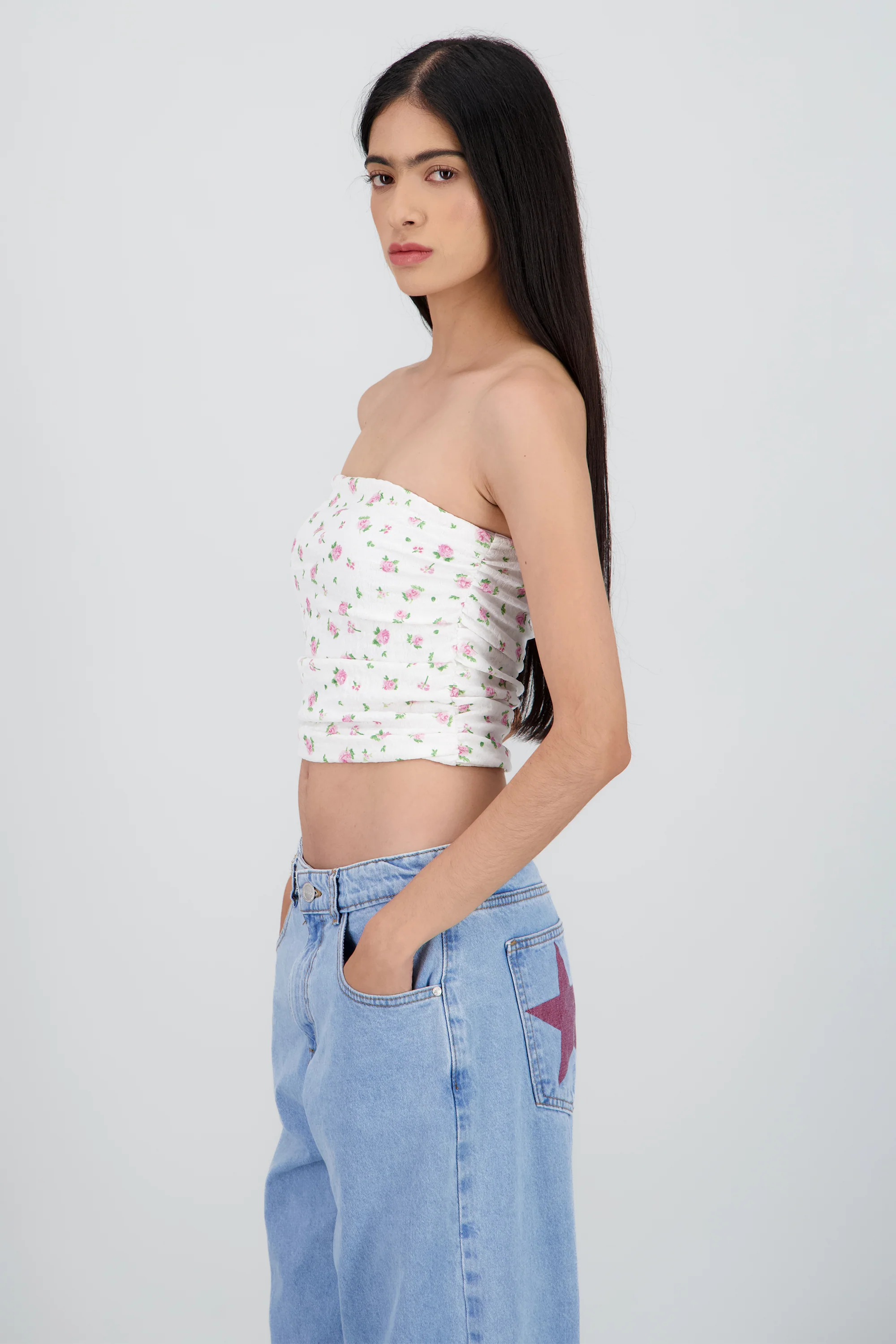 Top strapless tubo detalle textura - Image 3