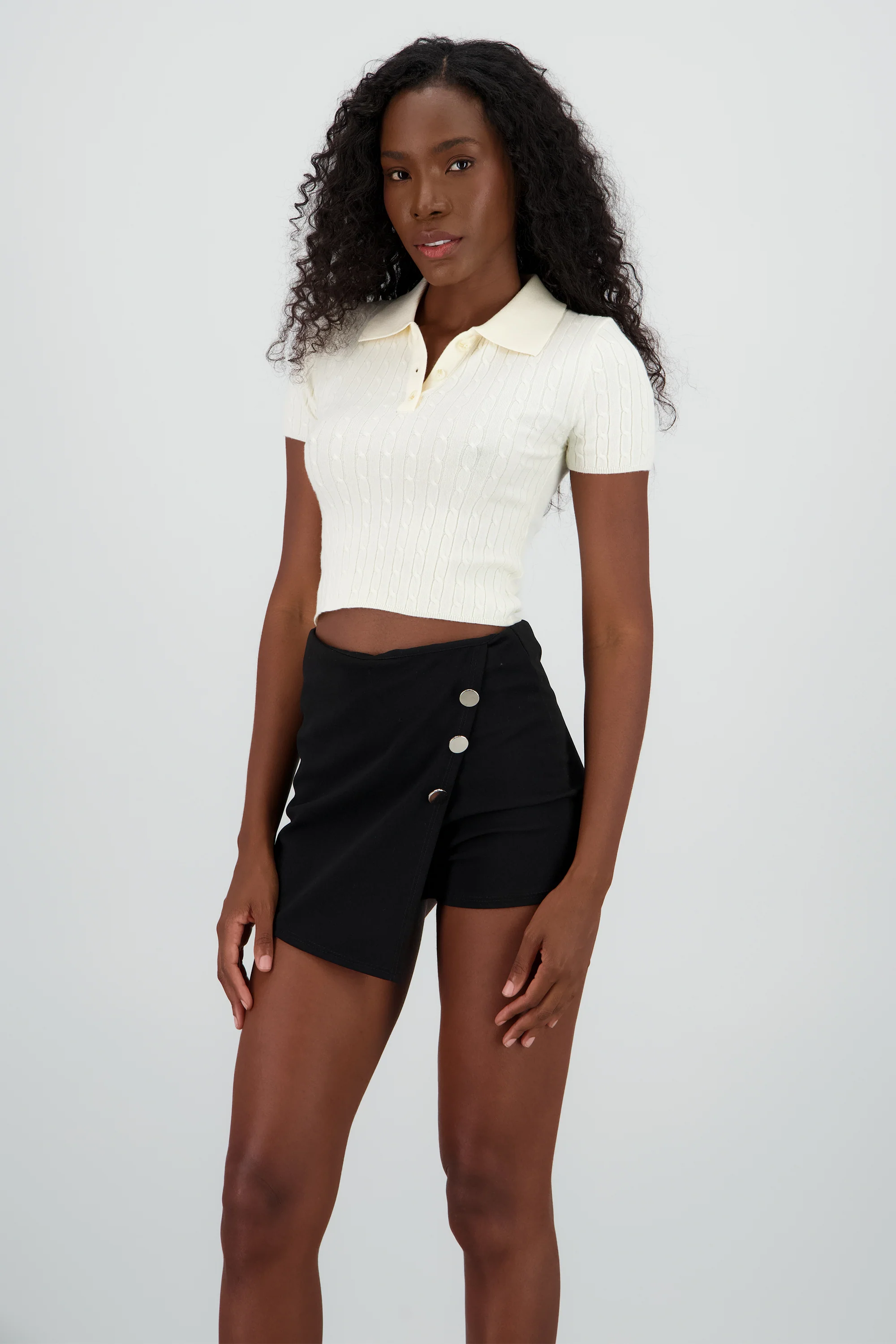 Top tejido trnzado cuello polo - Image 3