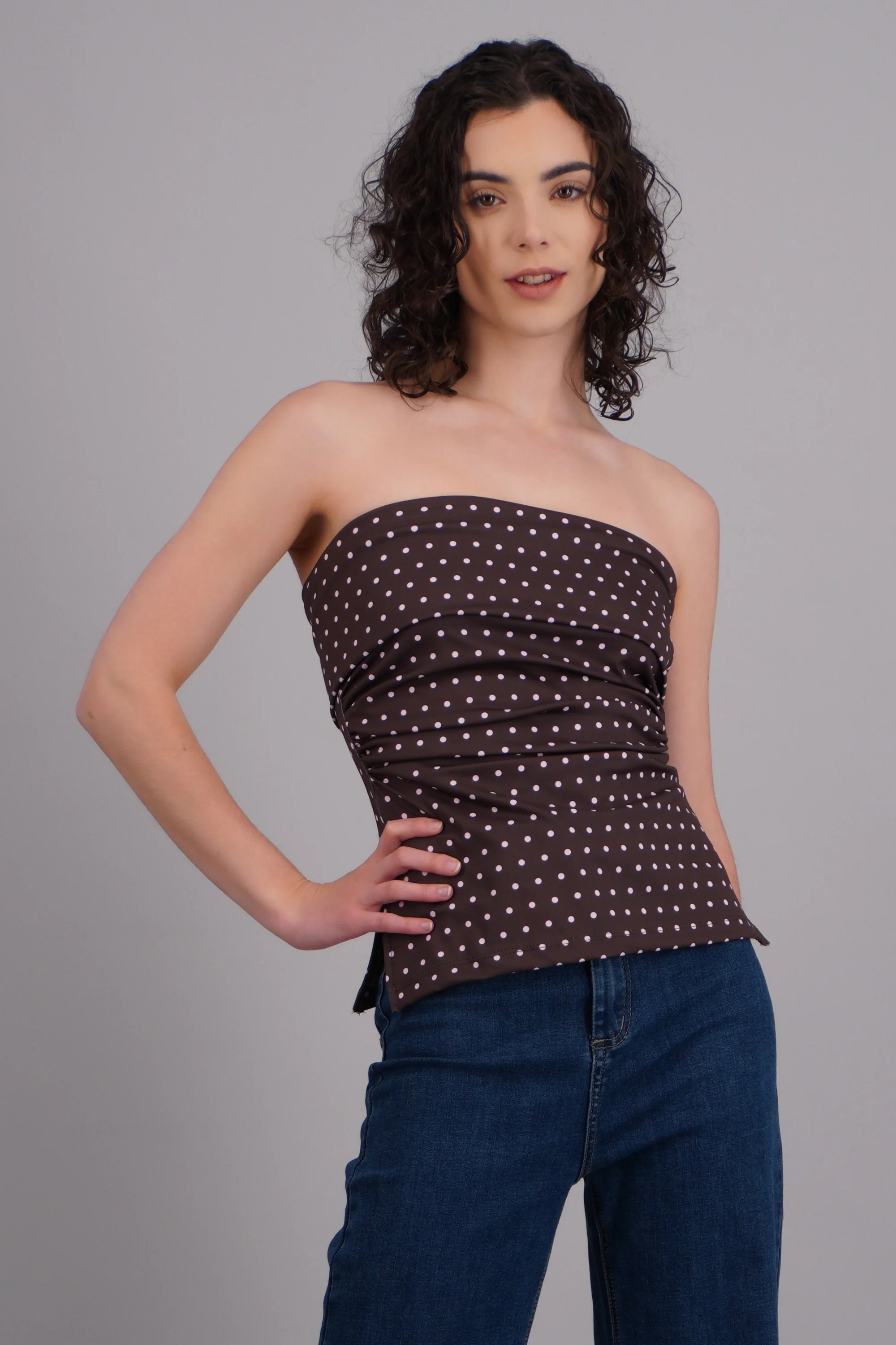 top tubo con dobles escote polka dots - Image 3
