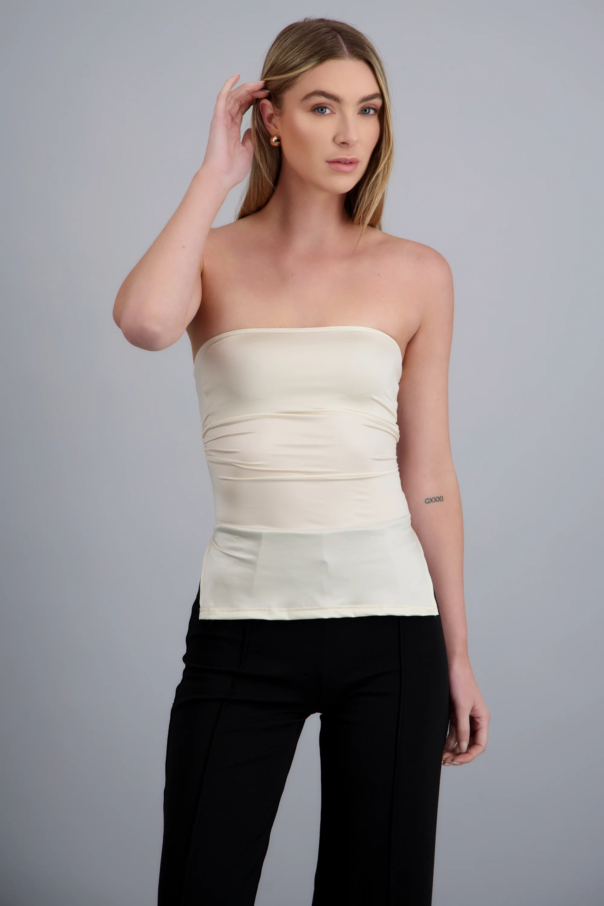 Top tubo detalle fruncido
