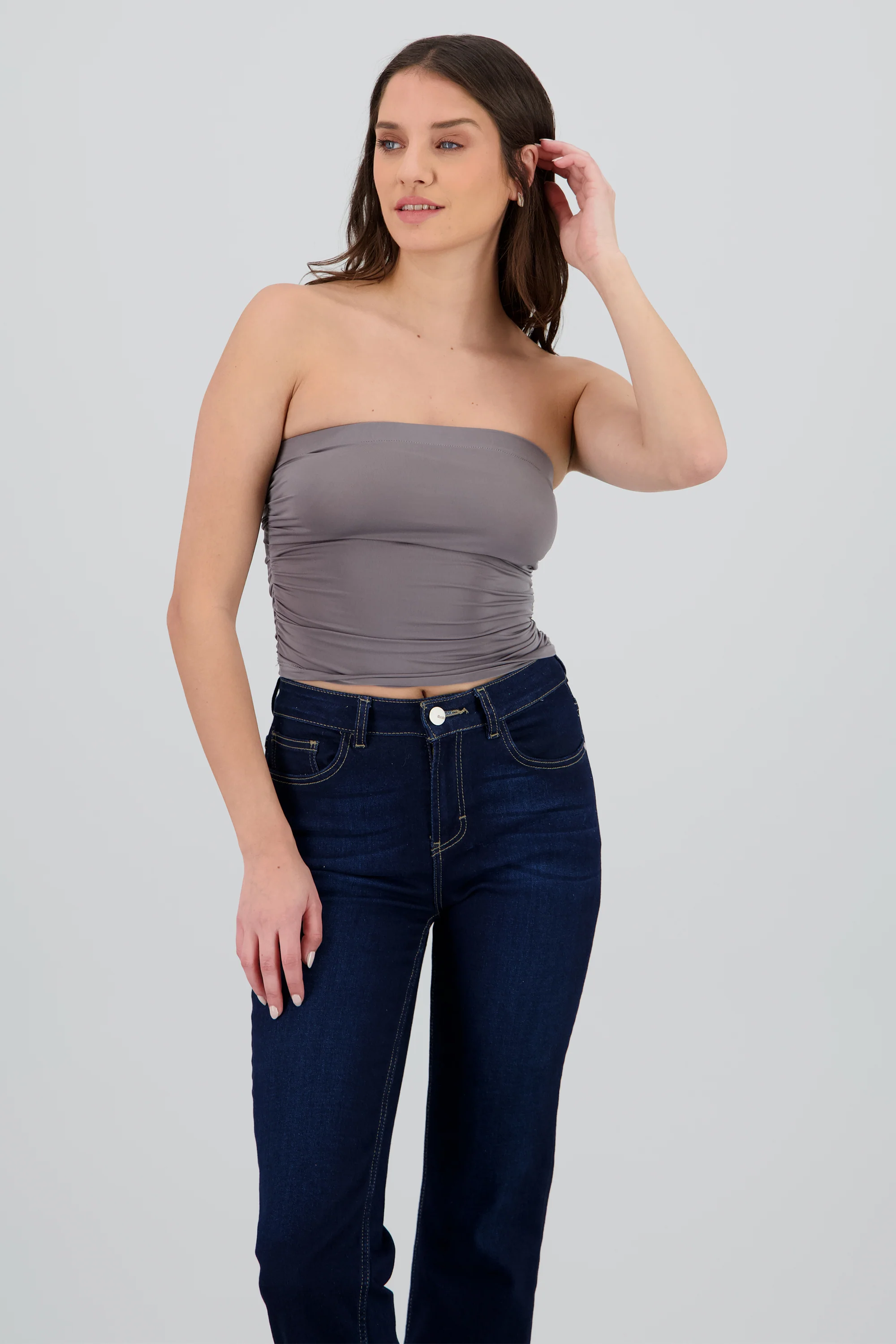 Top tubo drapeado detalle strapless - Image 2