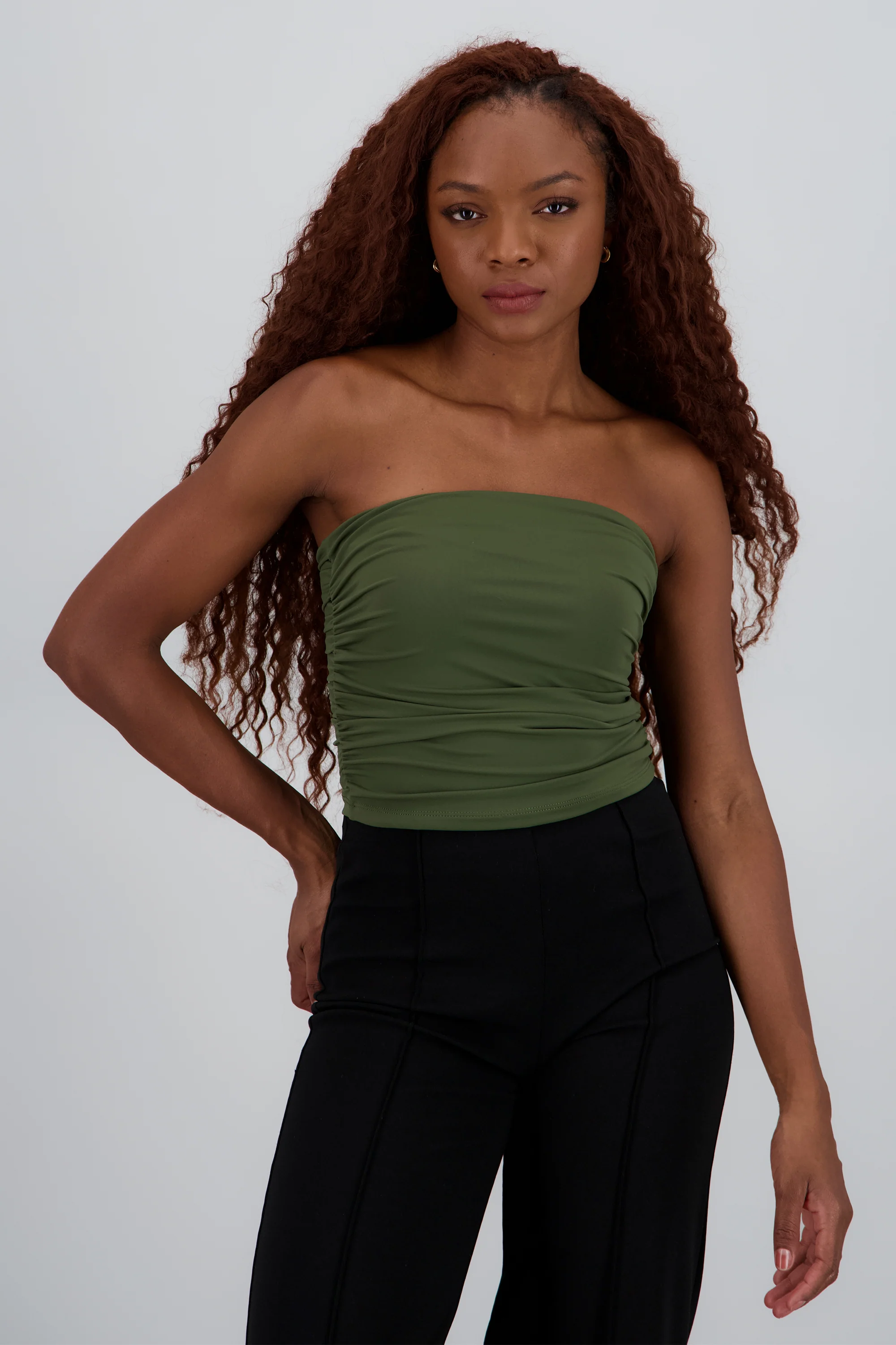 Top tubo strapless drapeado