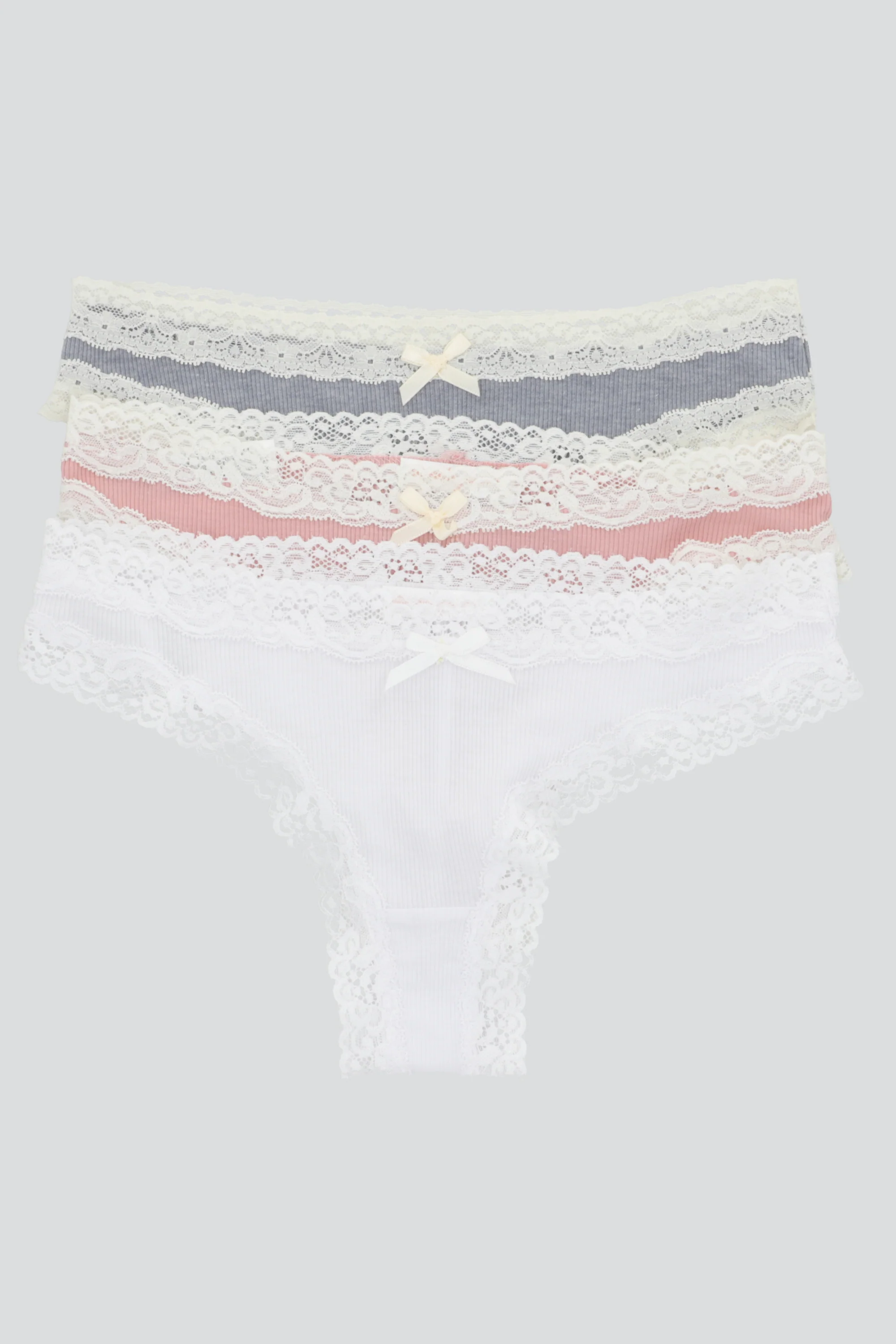 Tripack tanga rib detalle encaje