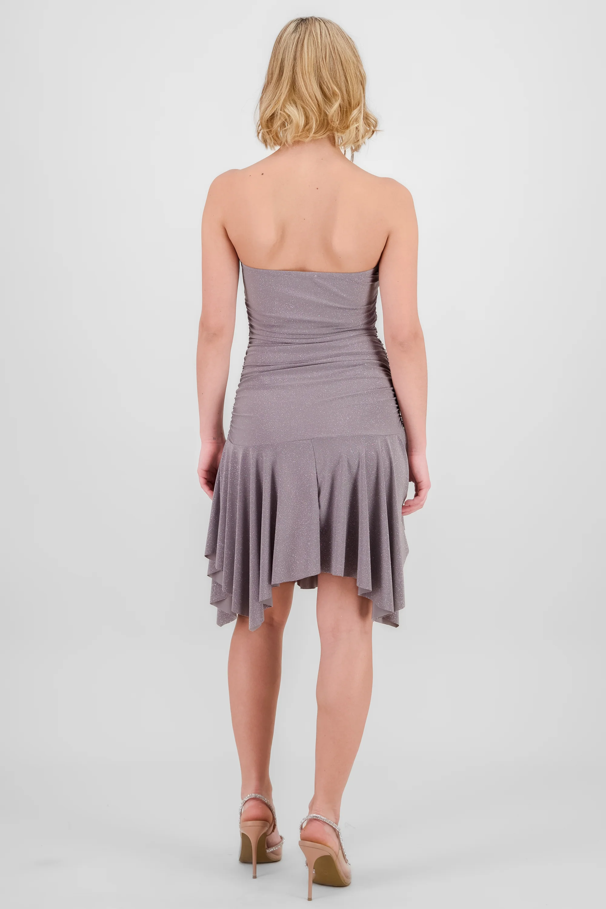 Vestido bandeau fruncido asimetrico - Image 4