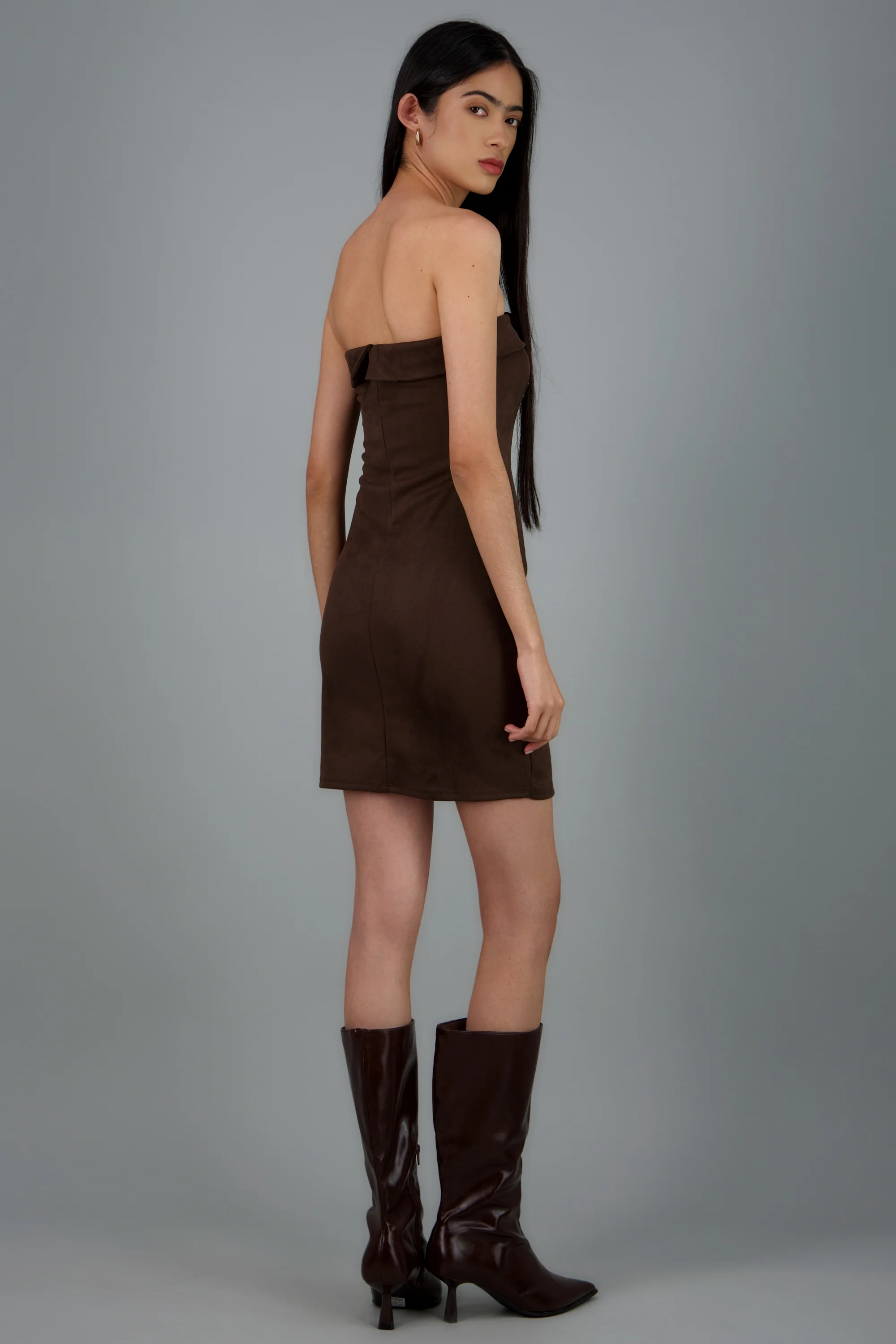 Vestido bandeau gamuza detalle estoperoles - Image 3