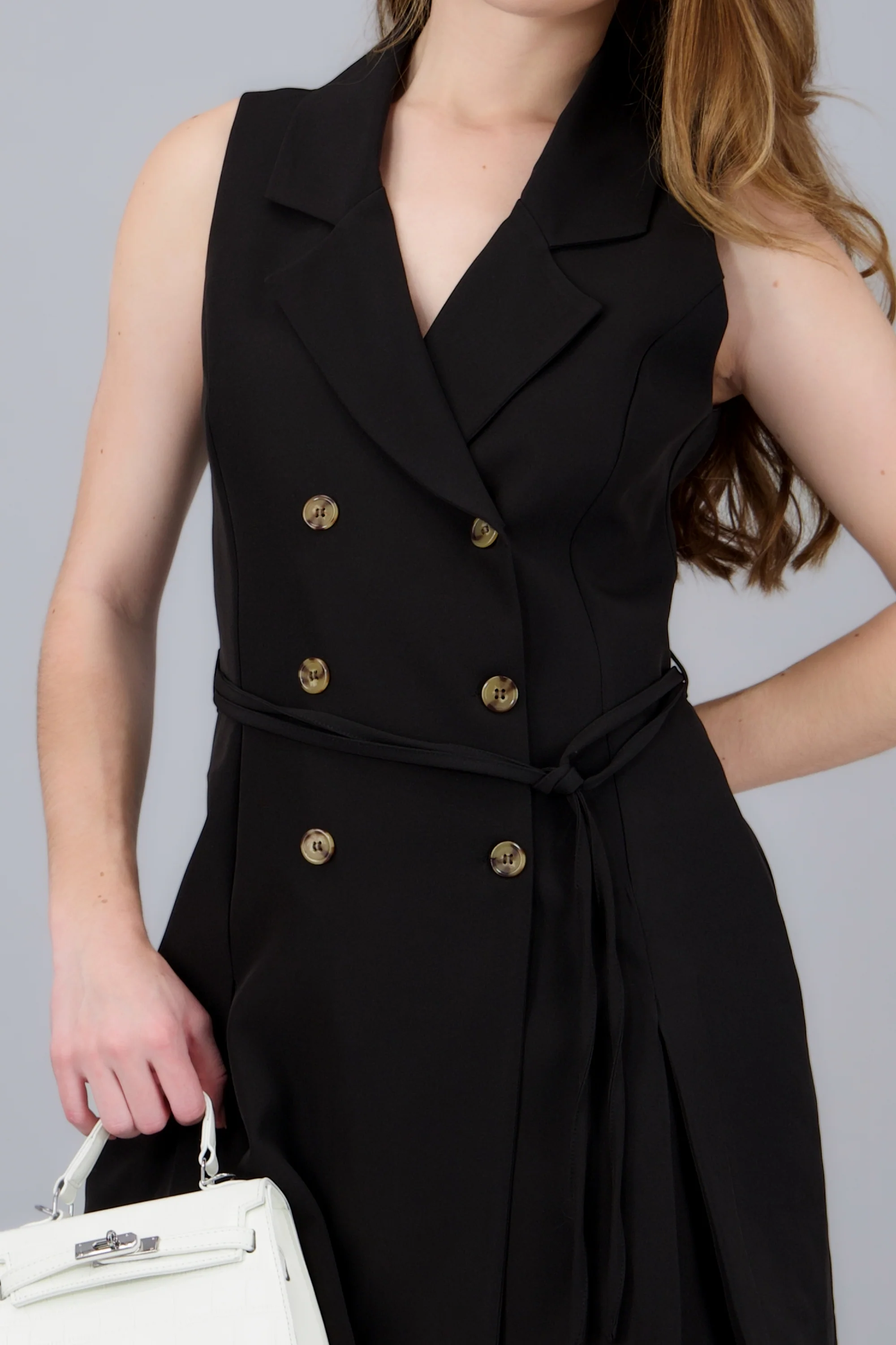 Vestido blazer con cinto tableado - Image 5
