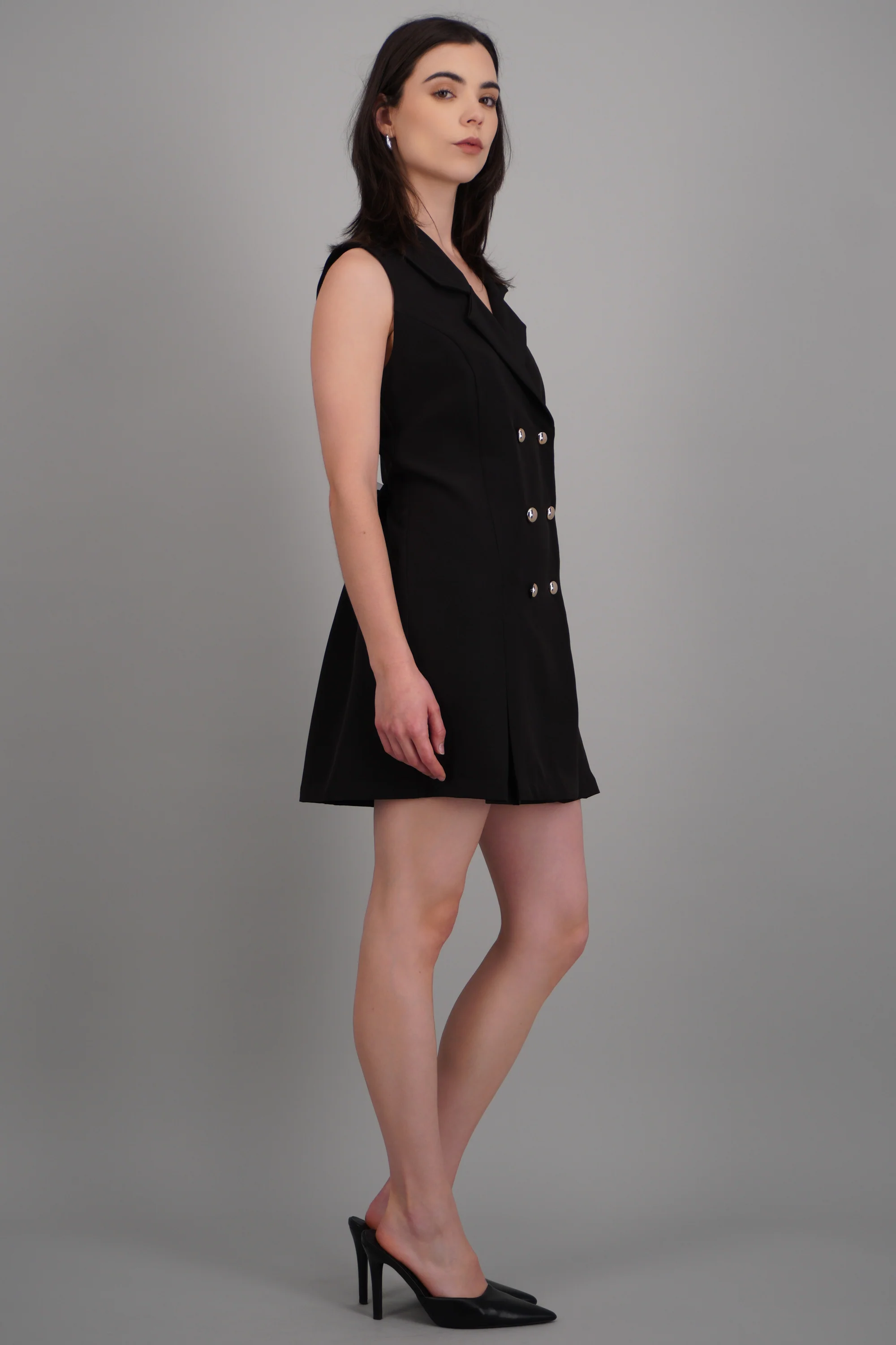 Vestido blazer tableado con botones - Image 2