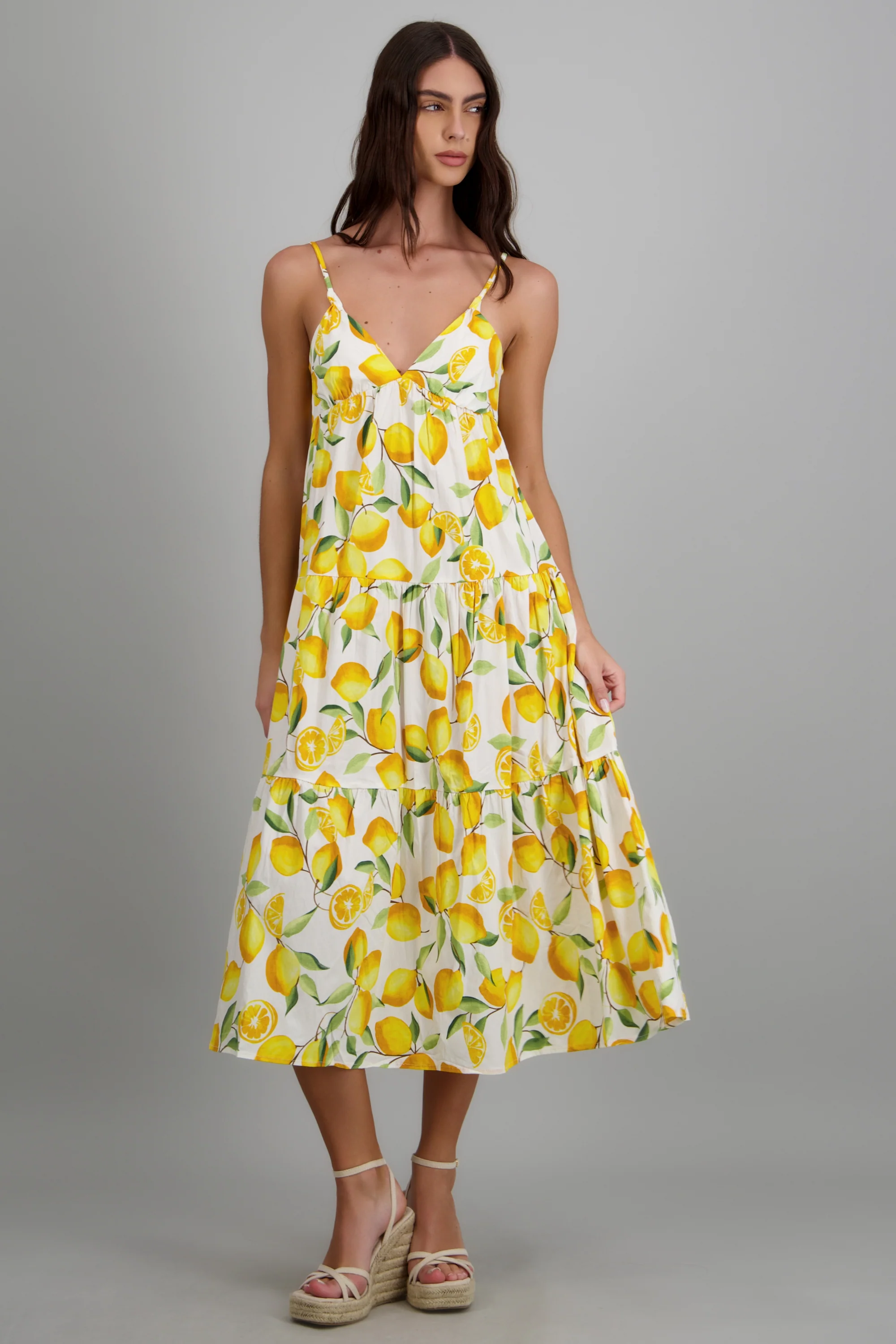 Vestido bloques estampado limones