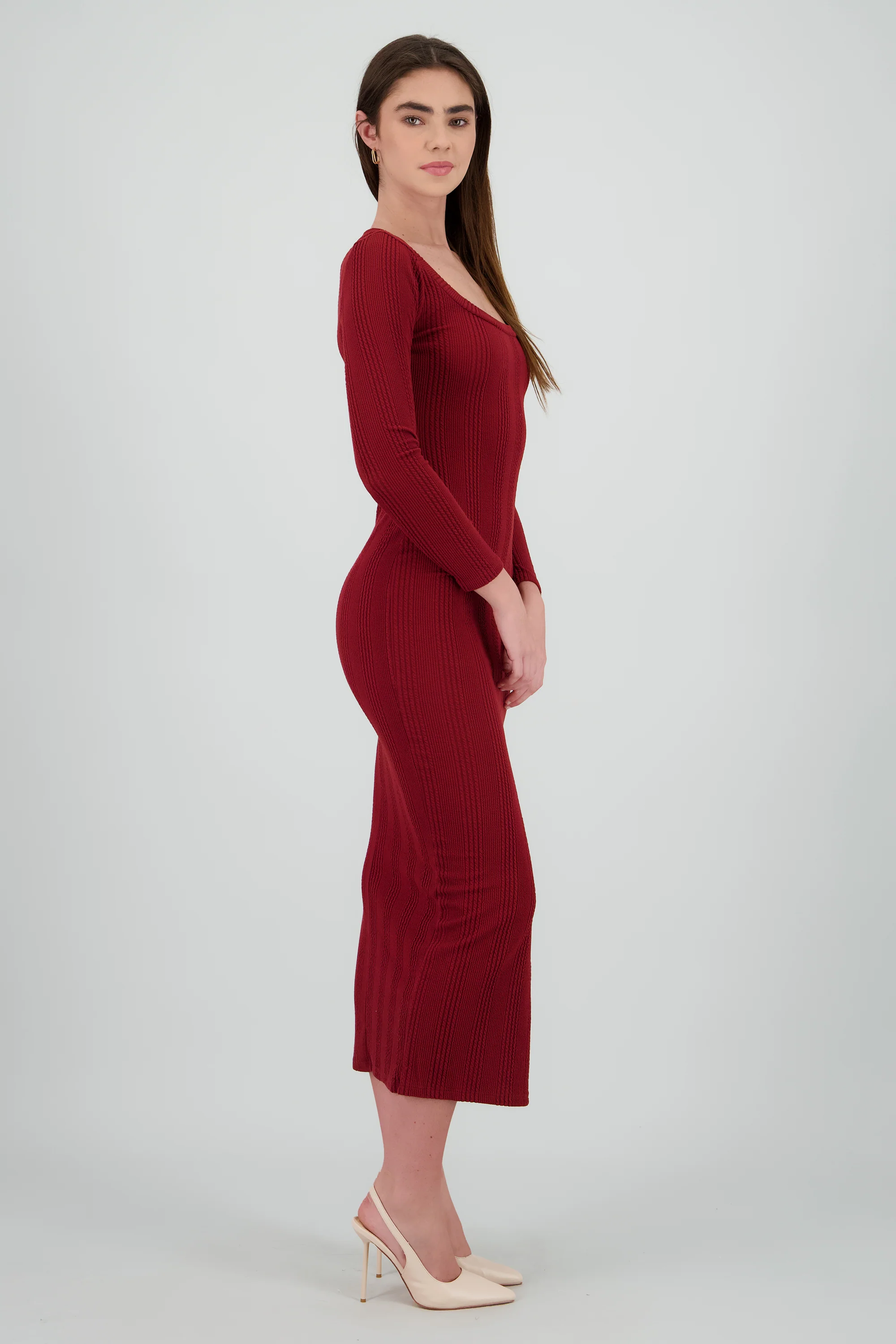 Vestido bodycon manga larga textura - Image 3