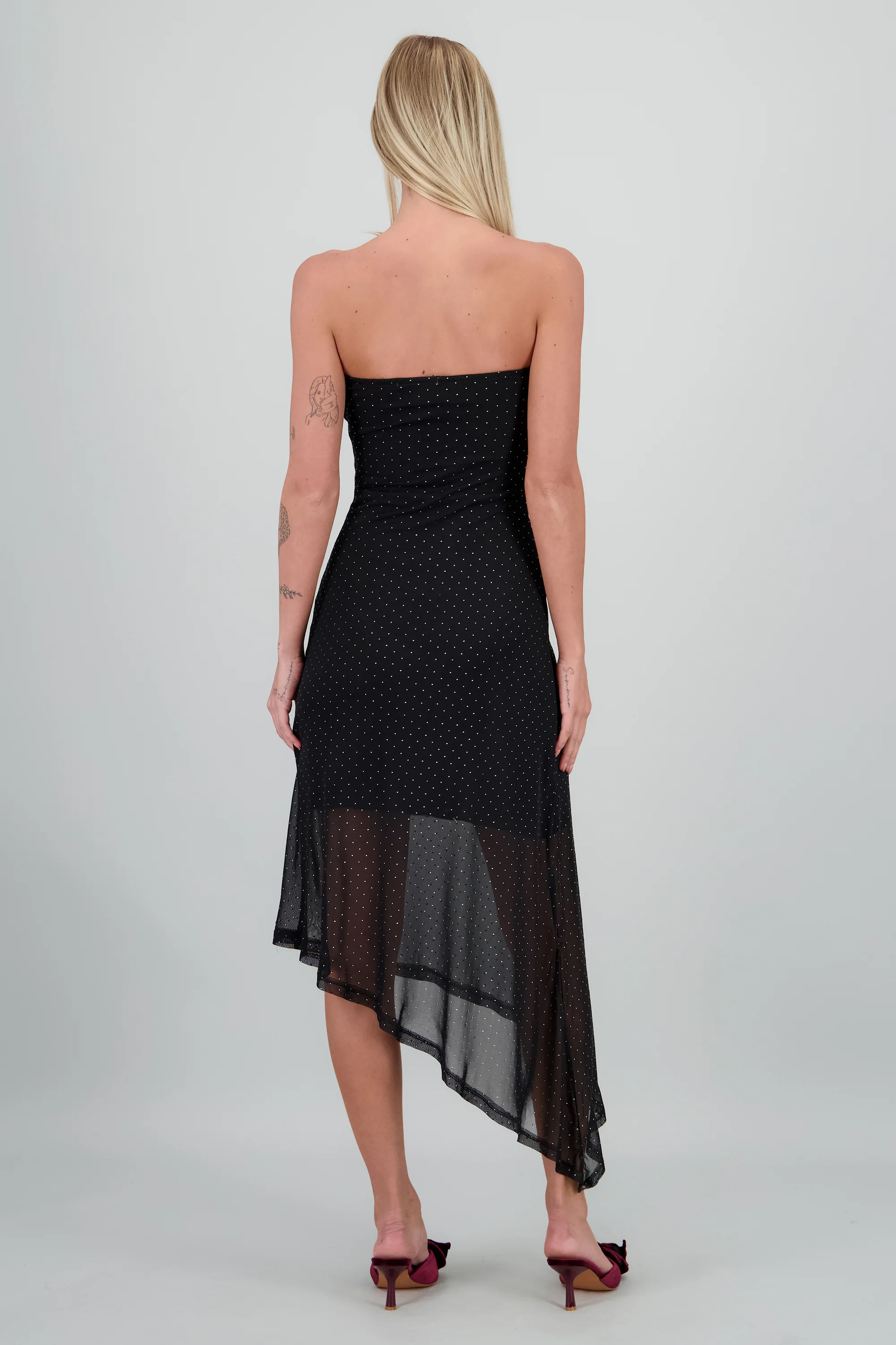 Vestido brillos strapless asimetrico - Image 4