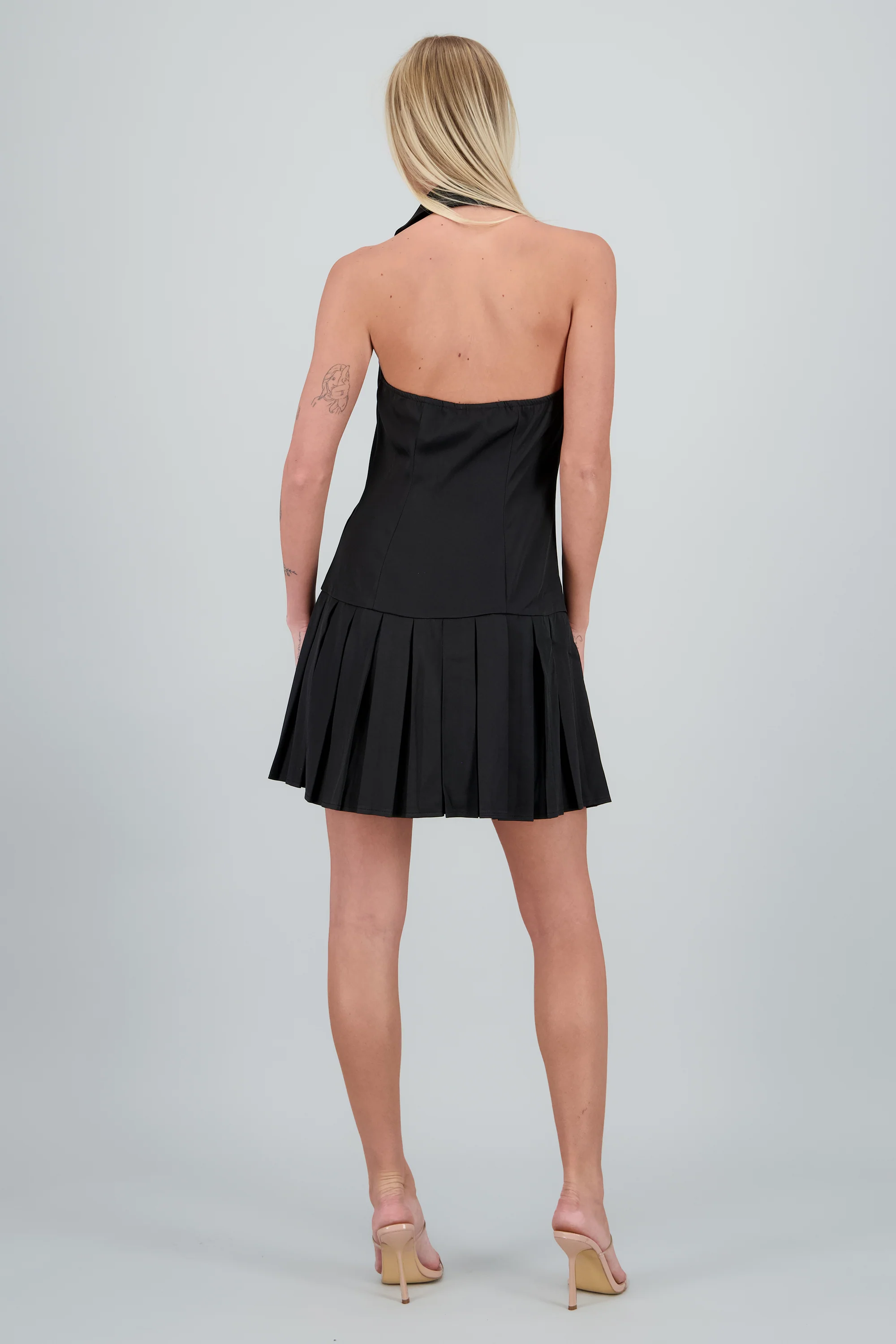 Vestido chaleco falda tableada - Image 4