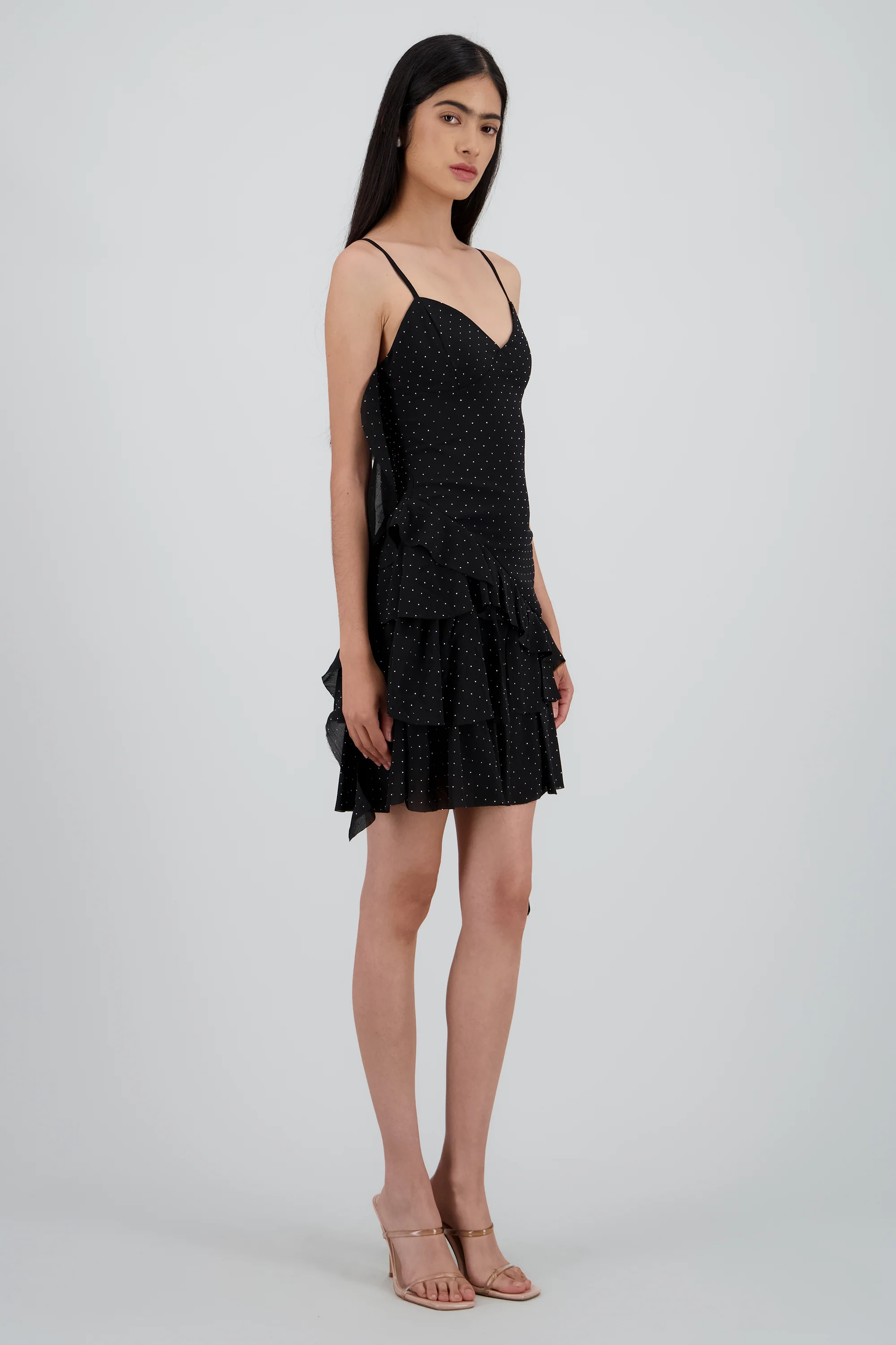 Vestido corte asimetrico con mini brillos - Image 3