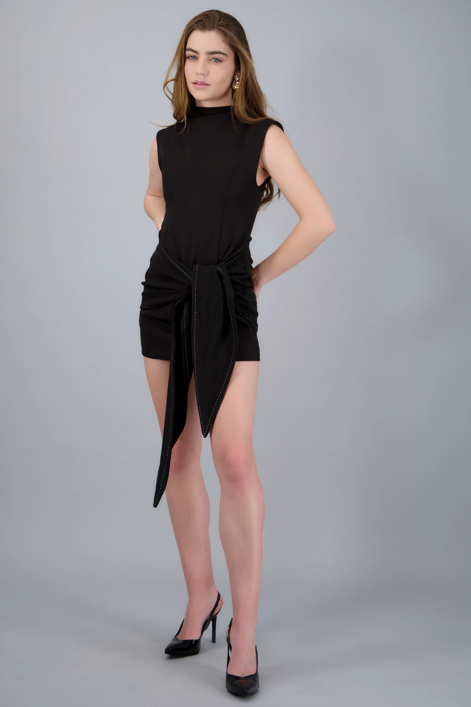 Vestido corto lazada pespunte - Image 2