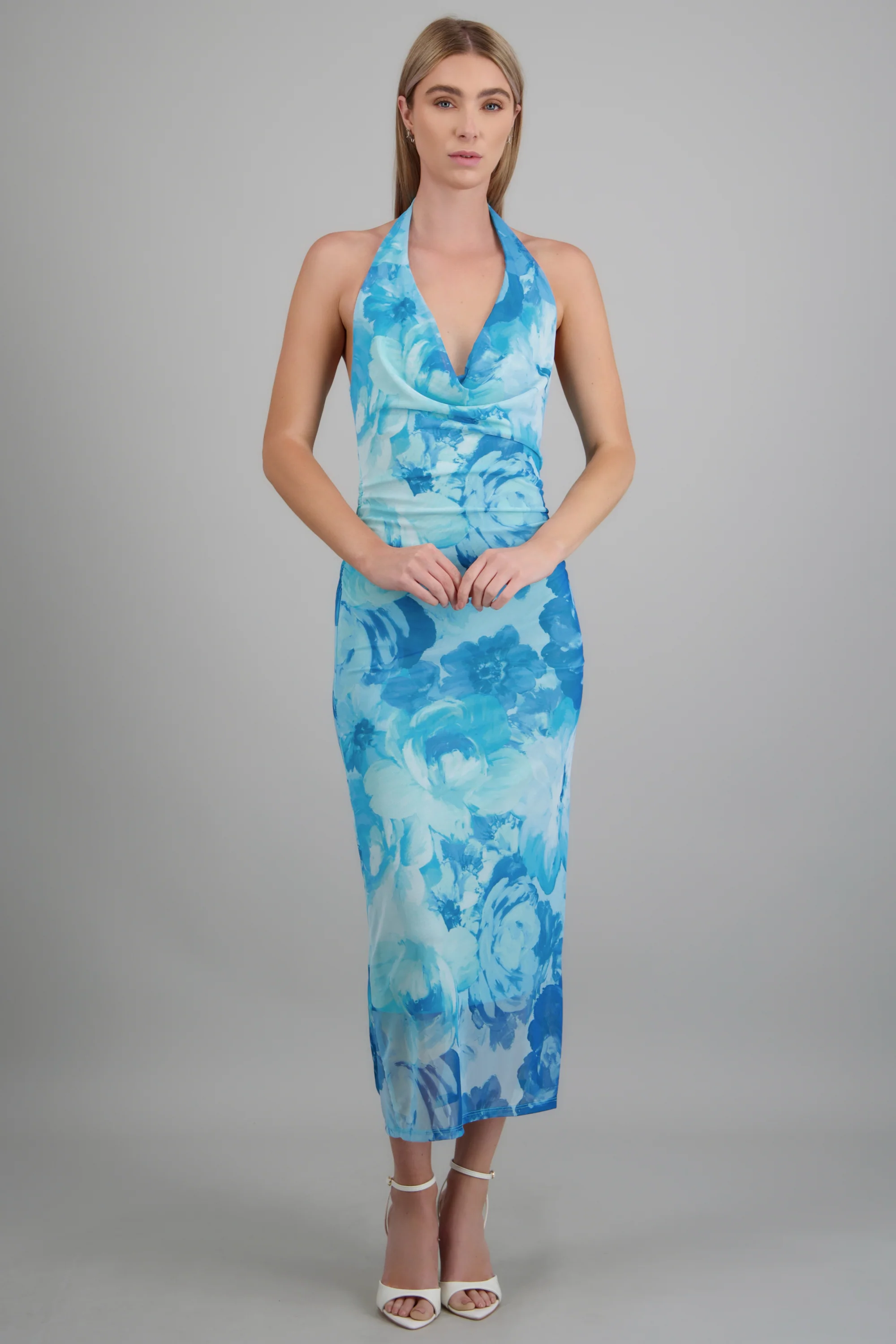 Vestido cuello cascada estampado - Image 3