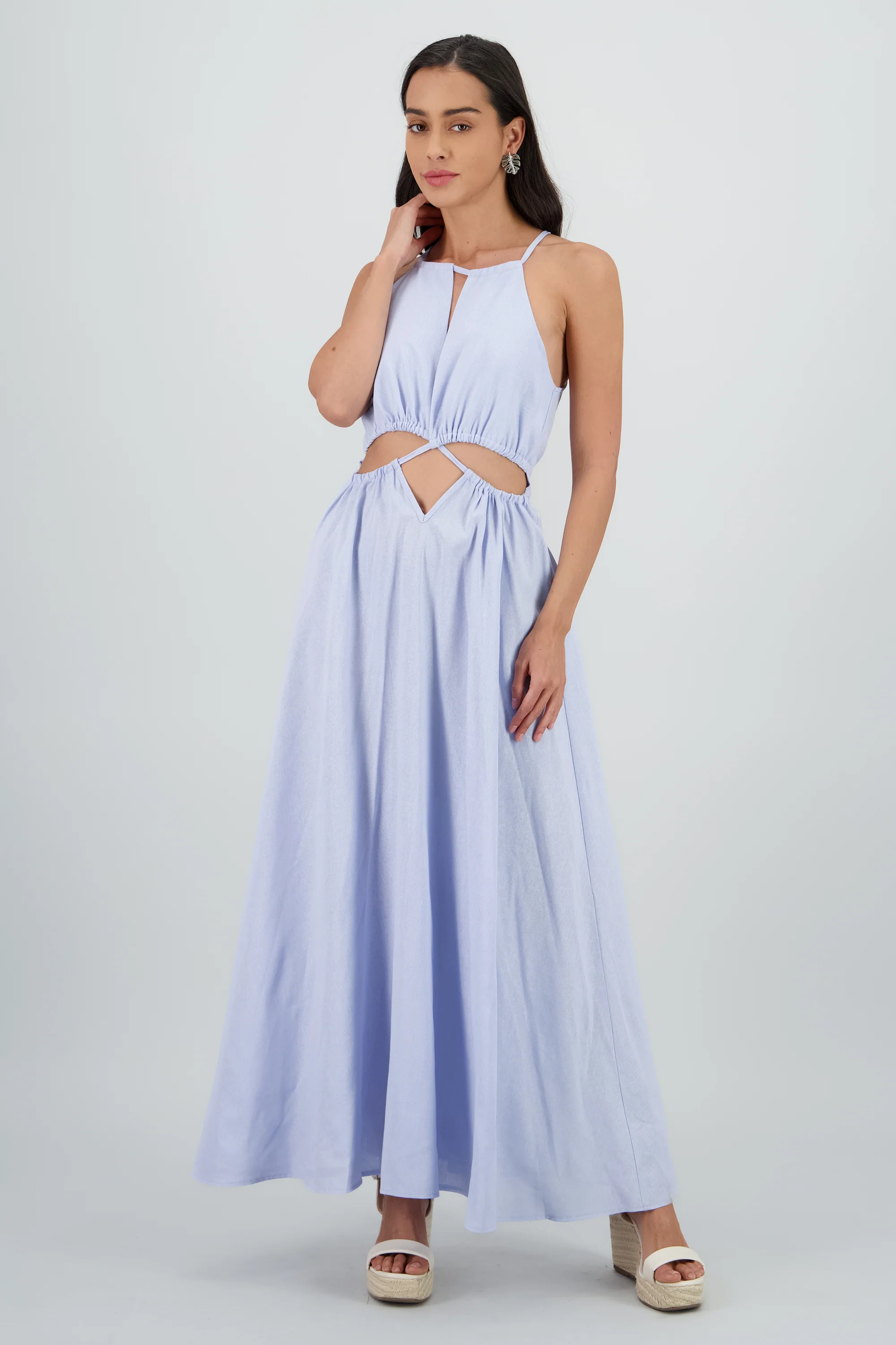 Vestido cut out maxi lino - Image 2