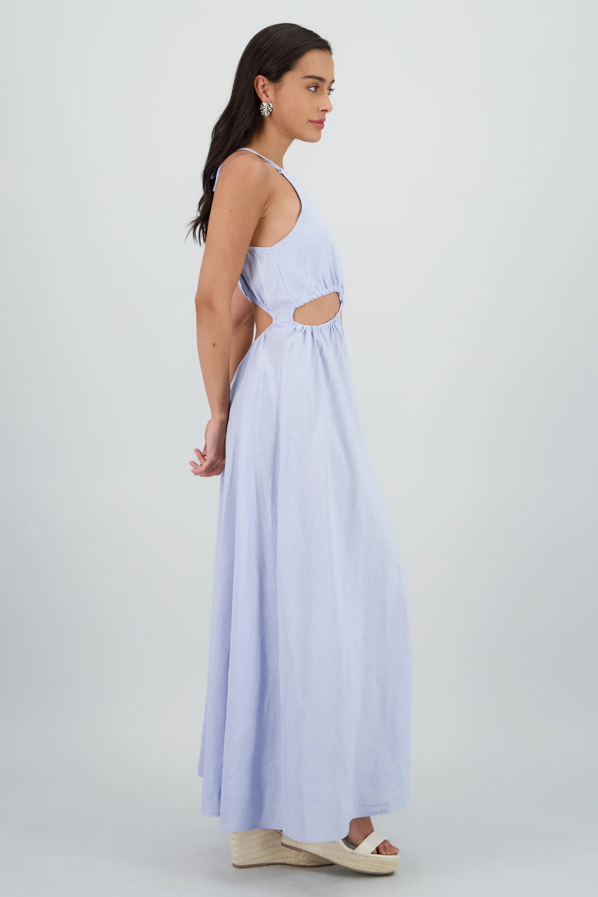 Vestido cut out maxi lino - Image 3